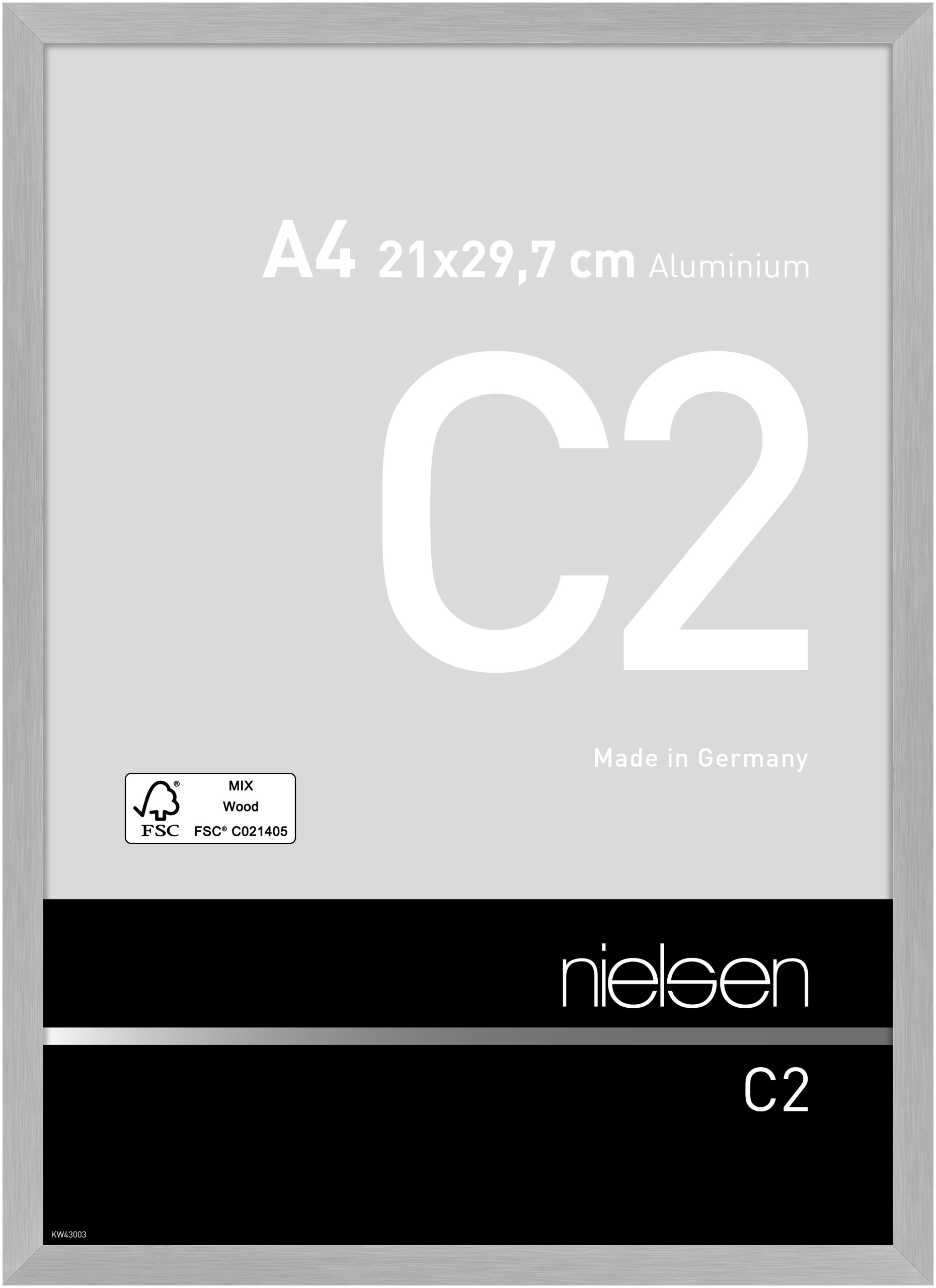 nielsen Aluminium Bilderrahmen C2 Vision, 21,0x29,7cm (A4), Struktur Silber matt