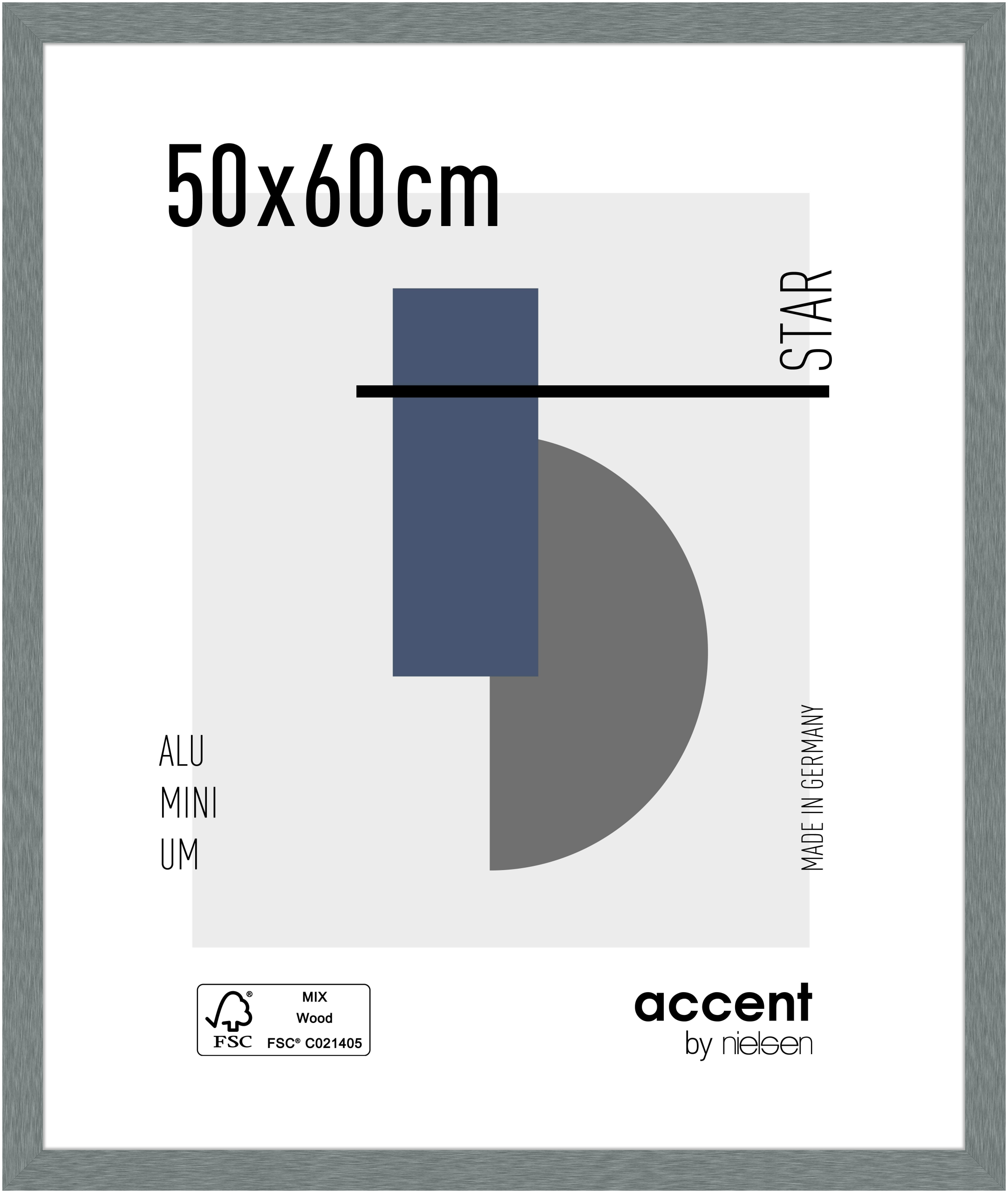 accent by nielsen Aluminium Bilderrahmen Star, 50x60 cm, Struktur Grau