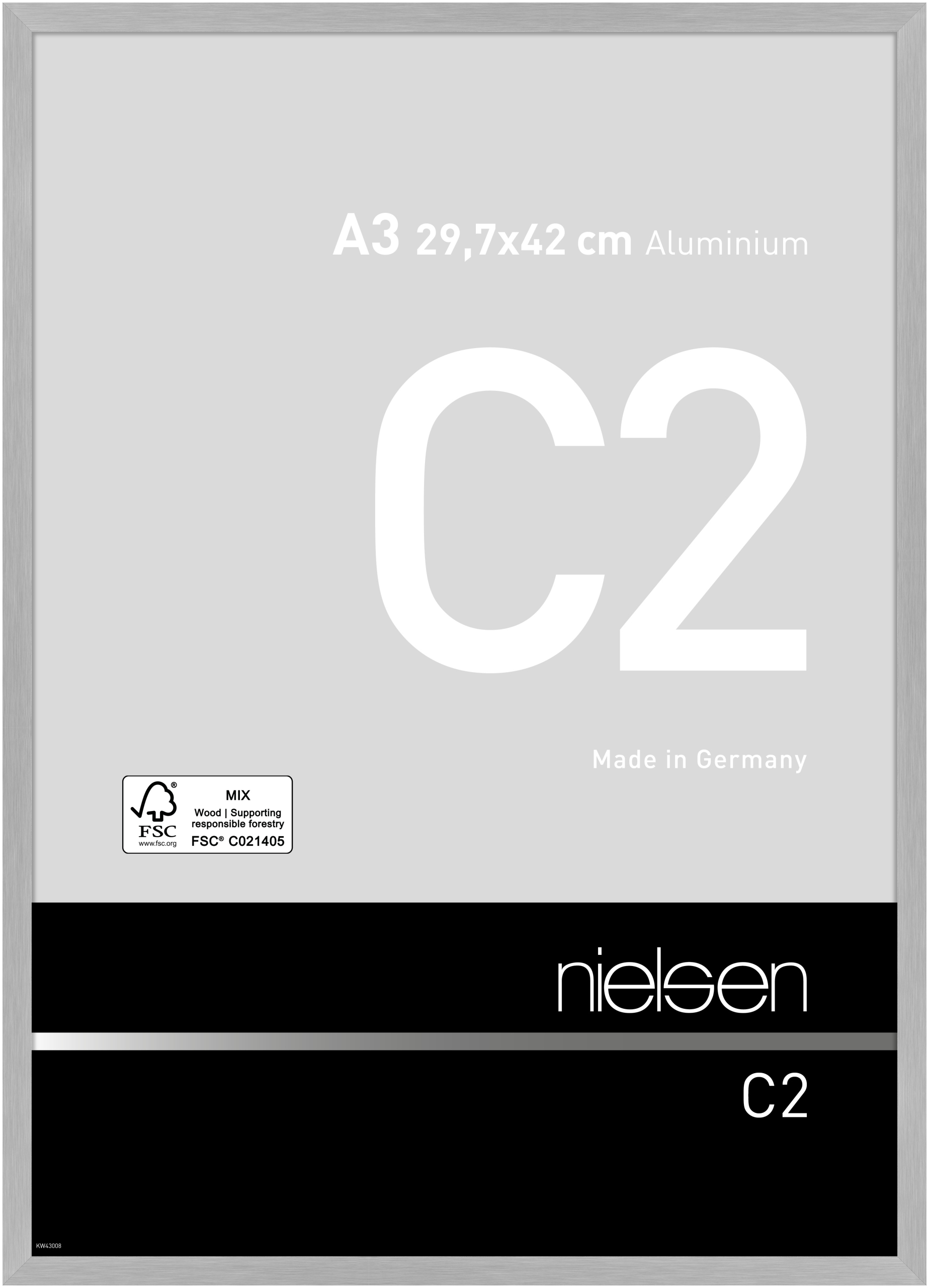 nielsen Aluminium Bilderrahmen C2 Vision, 29,7x42,0cm (A3), Struktur Silber matt