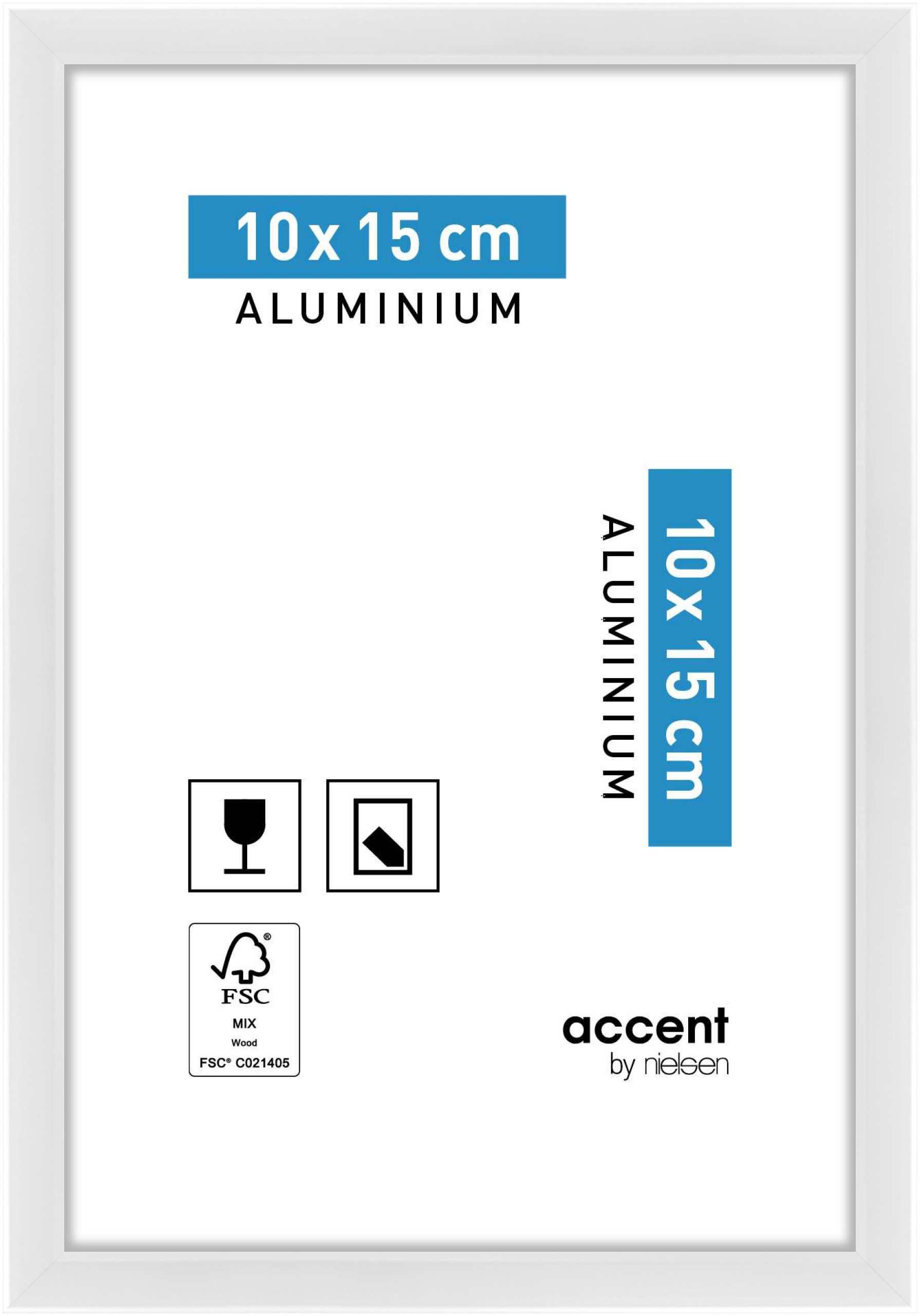 accent by nielsen Aluminium Bilderrahmen Accent, 10x15 cm, Weiß Glanz