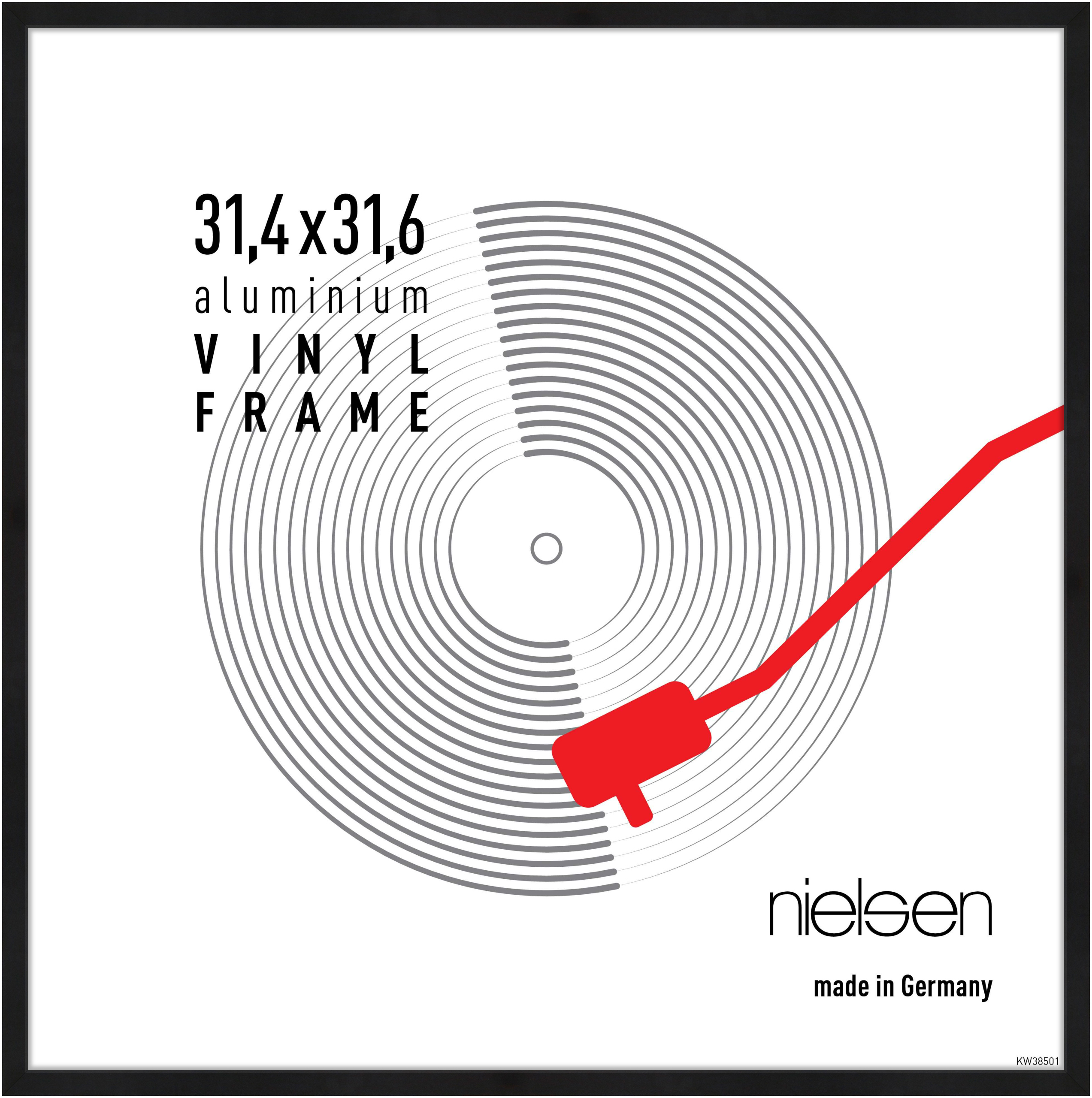 nielsen Aluminium Schallplatten Rahmen Vinyl, doppel LP-Rahmen Vinyl, 31,4x31,6 cm, Eloxal Schwarz Matt, Langspielplatten-Rahmen