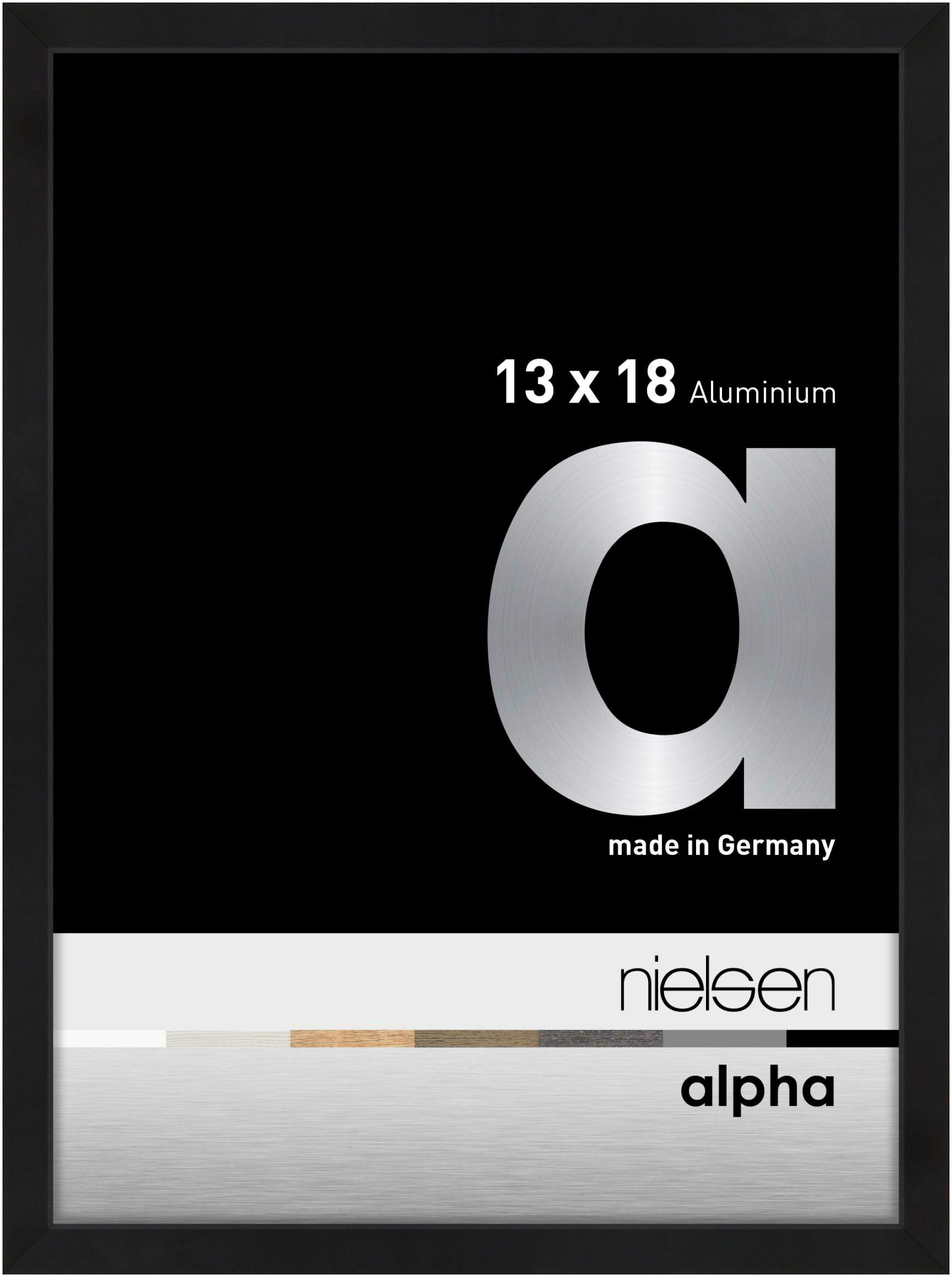 nielsen Aluminium Bilderrahmen Alpha, 13x18 cm, Eloxal Schwarz Matt