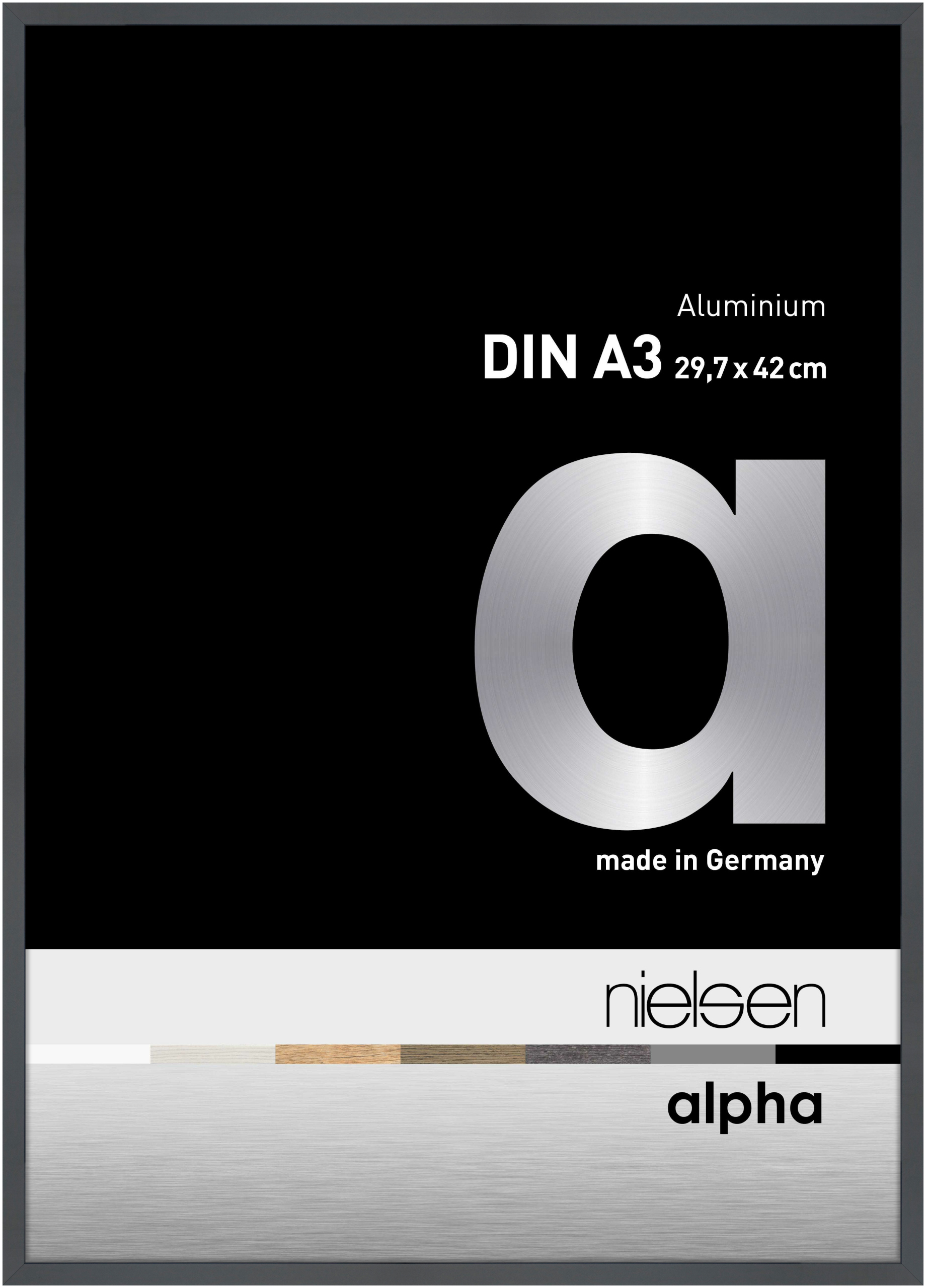 nielsen Aluminium Bilderrahmen Alpha, 29,7x42 cm (A3), Dunkelgrau Glanz