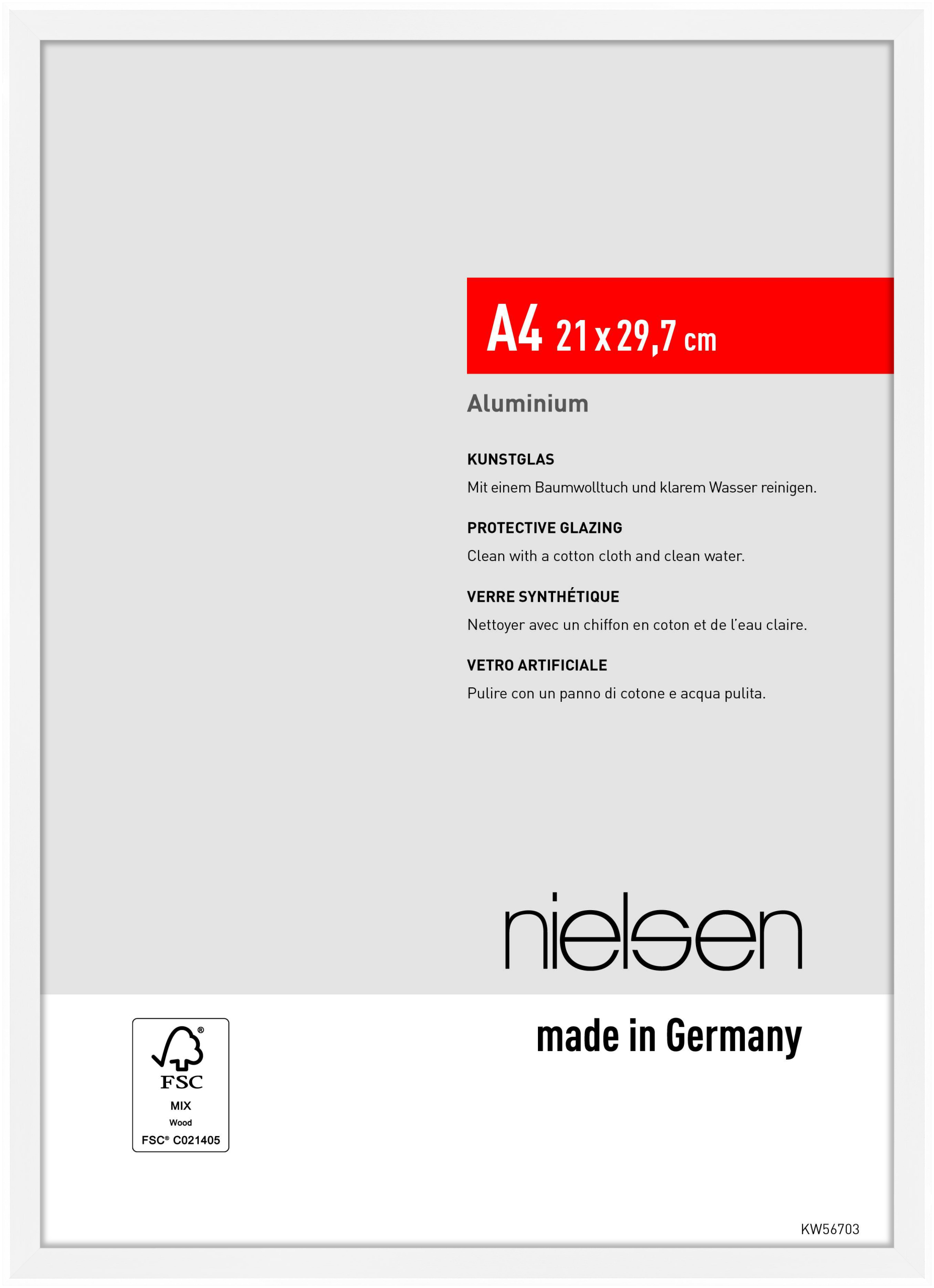 nielsen Aluminium Bilderrahmen Atlanta, 21 x 29,7 cm (A4), Weiß matt