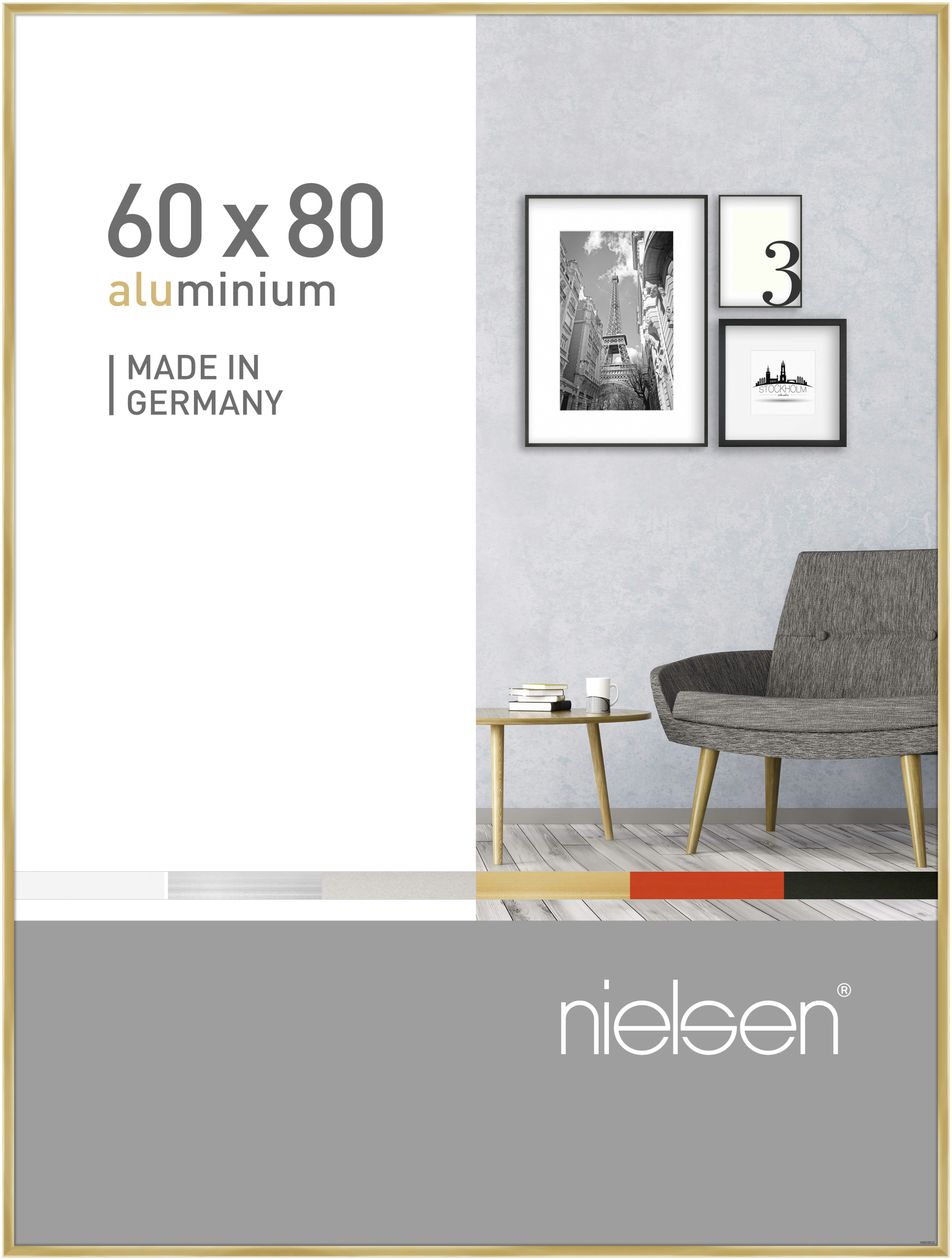 nielsen Aluminium Bilderrahmen Pixel, 60x80 cm, Gold