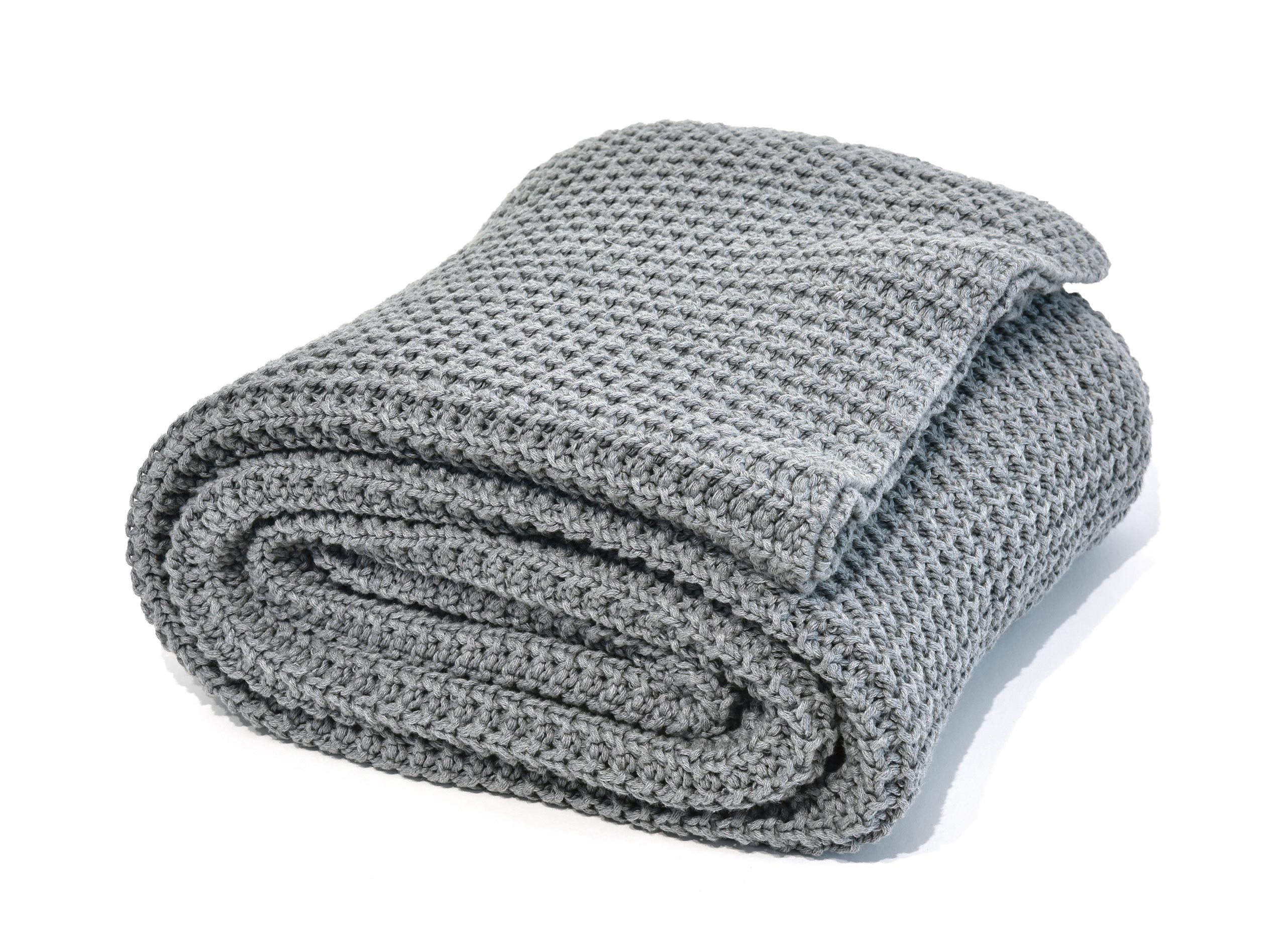 nielsen HOME Wohndecke Alen gestrickt, 150x200 cm, Hellgrau, 100% Baumwolle, Strick, OEKO-TEX Standard 100