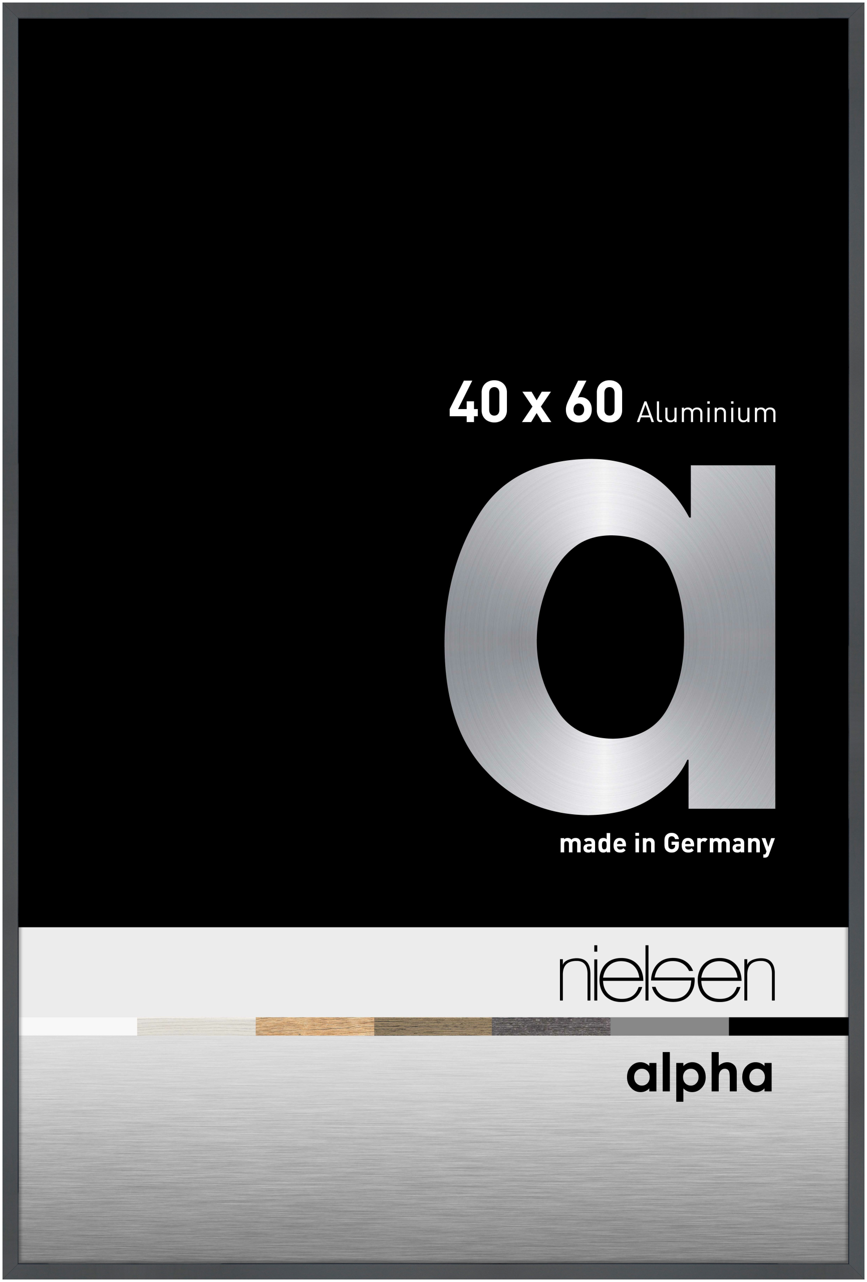 nielsen Aluminium Bilderrahmen Alpha, 40x60 cm, Dunkelgrau Glanz
