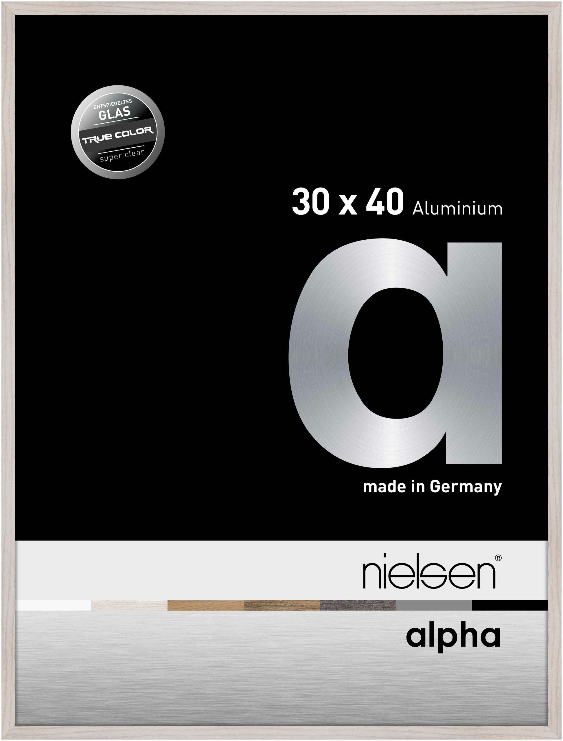 nielsen Aluminium Bilderrahmen Alpha True Color, 30x40 cm, Eiche Weiß