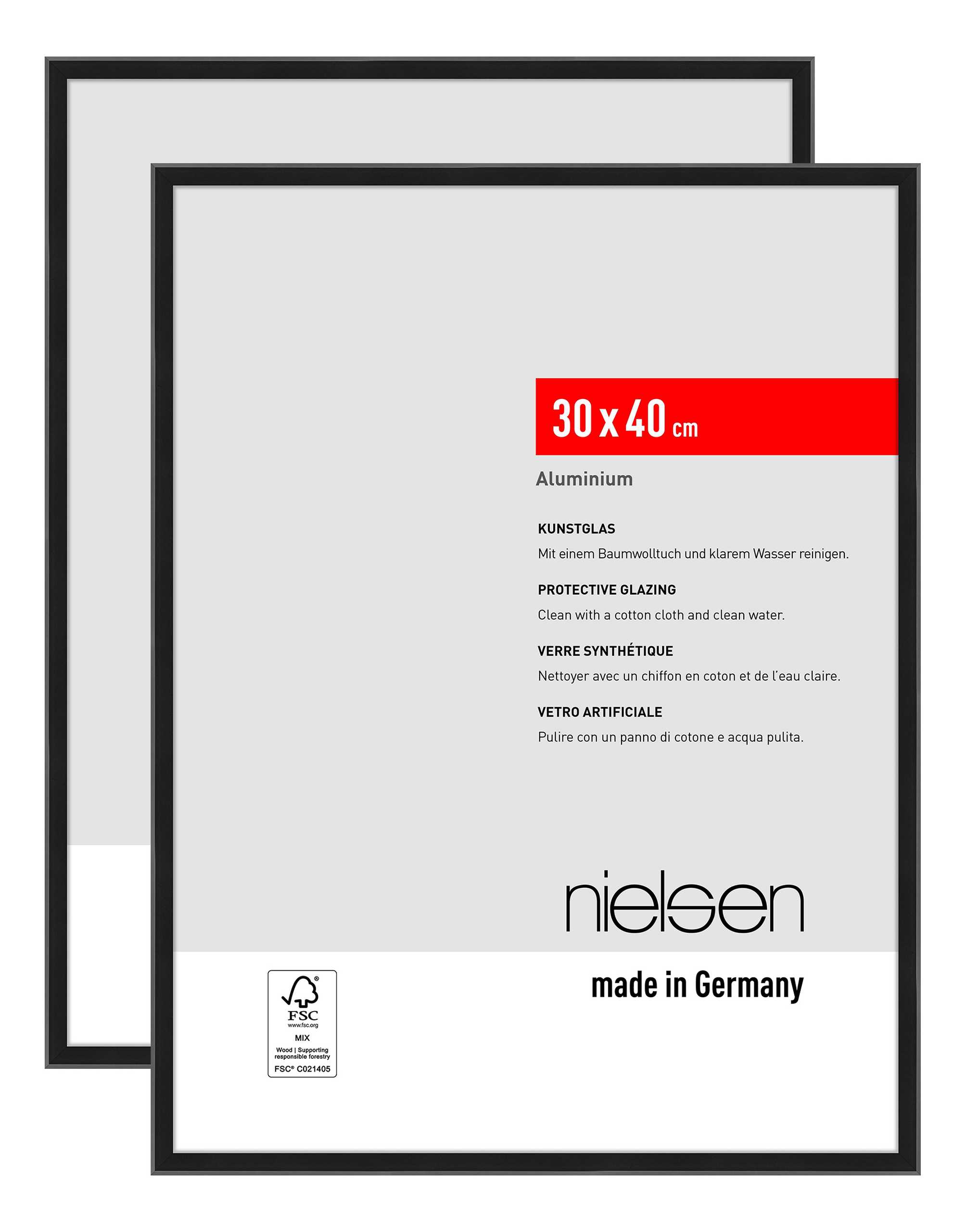 nielsen Bilderrahmen Atlanta (2er Set), 30x40 cm Aluminium Schwarz Matt