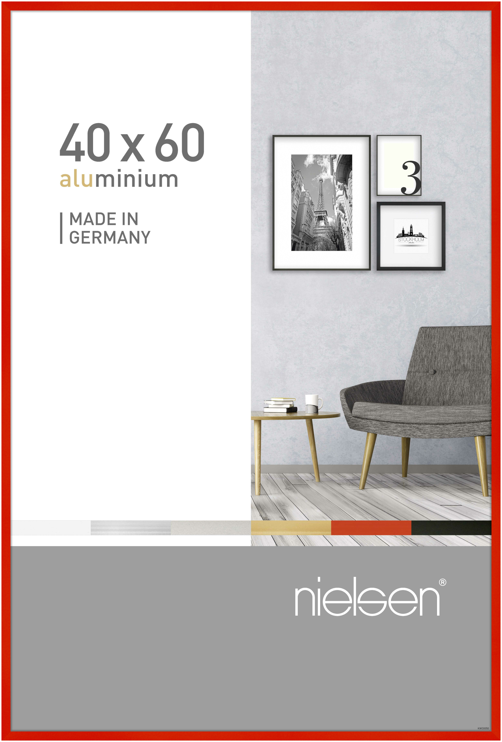 nielsen Aluminium Bilderrahmen Pixel, 40x60 cm, Tornado Rot
