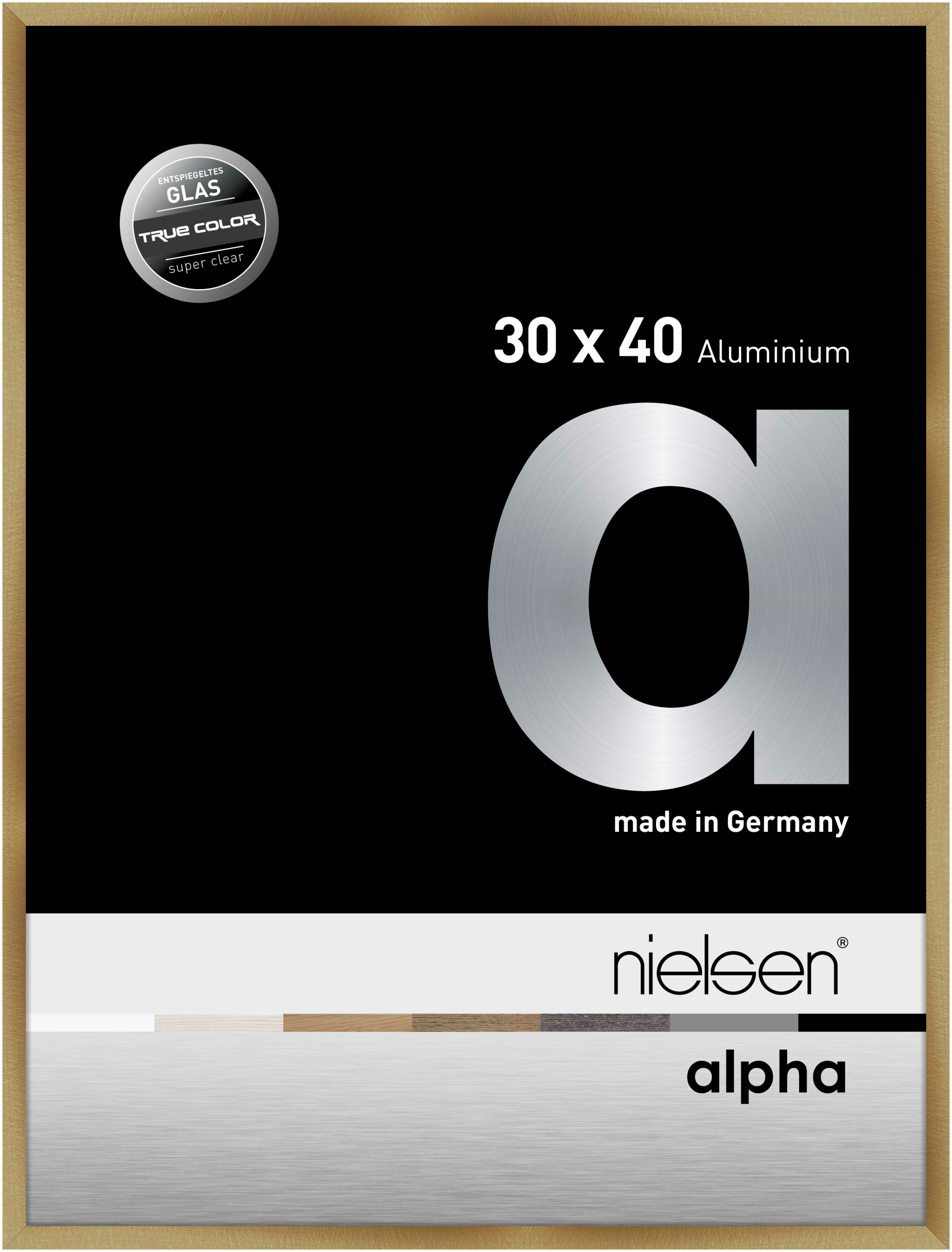 nielsen Aluminium Bilderrahmen Alpha True Color, 30x40 cm, Brushed Amber