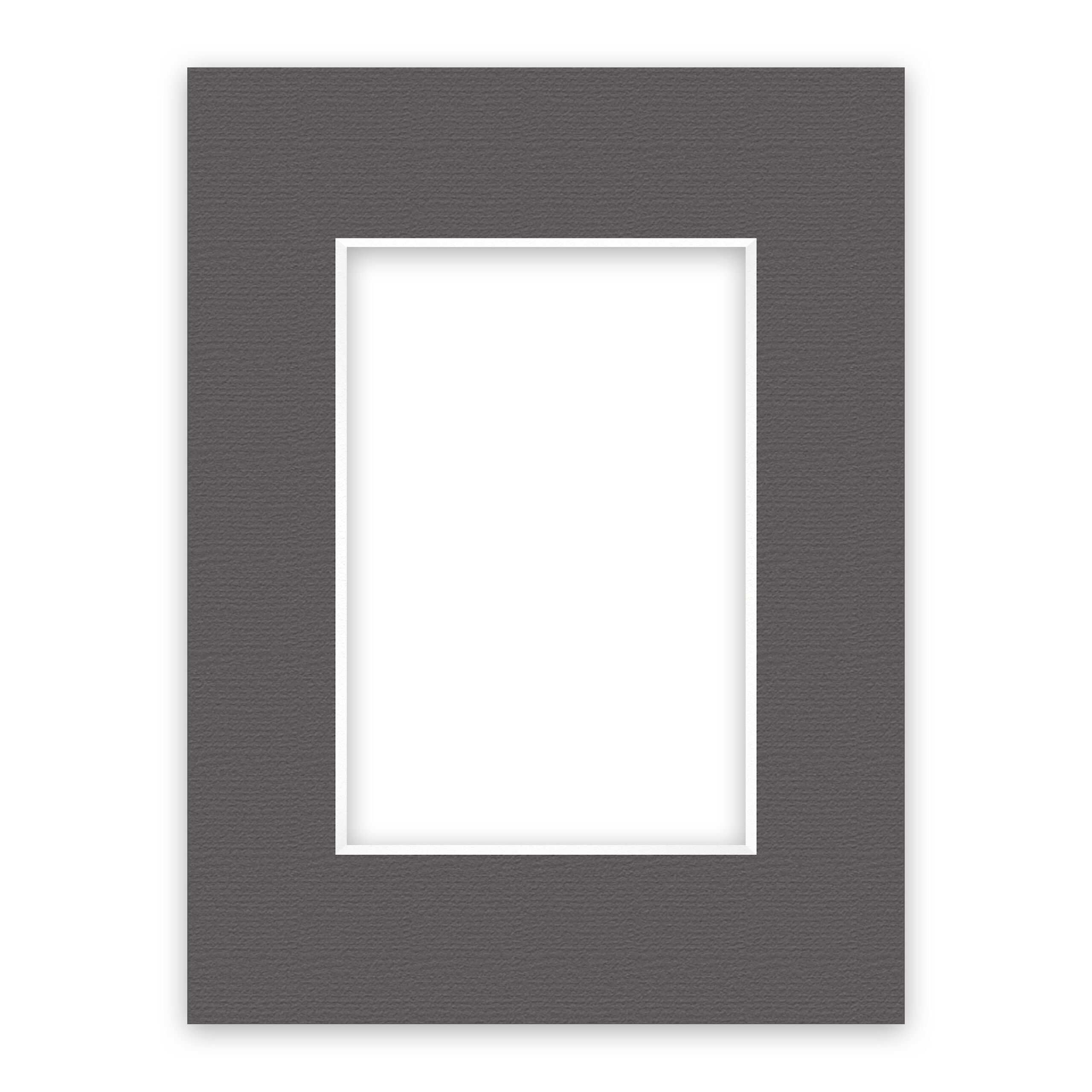 nielsen Conservation Passepartout 1,5 mm, Außenformat 18x24 cm für Bilder 10x15 cm, Graphit grau mit Struktur