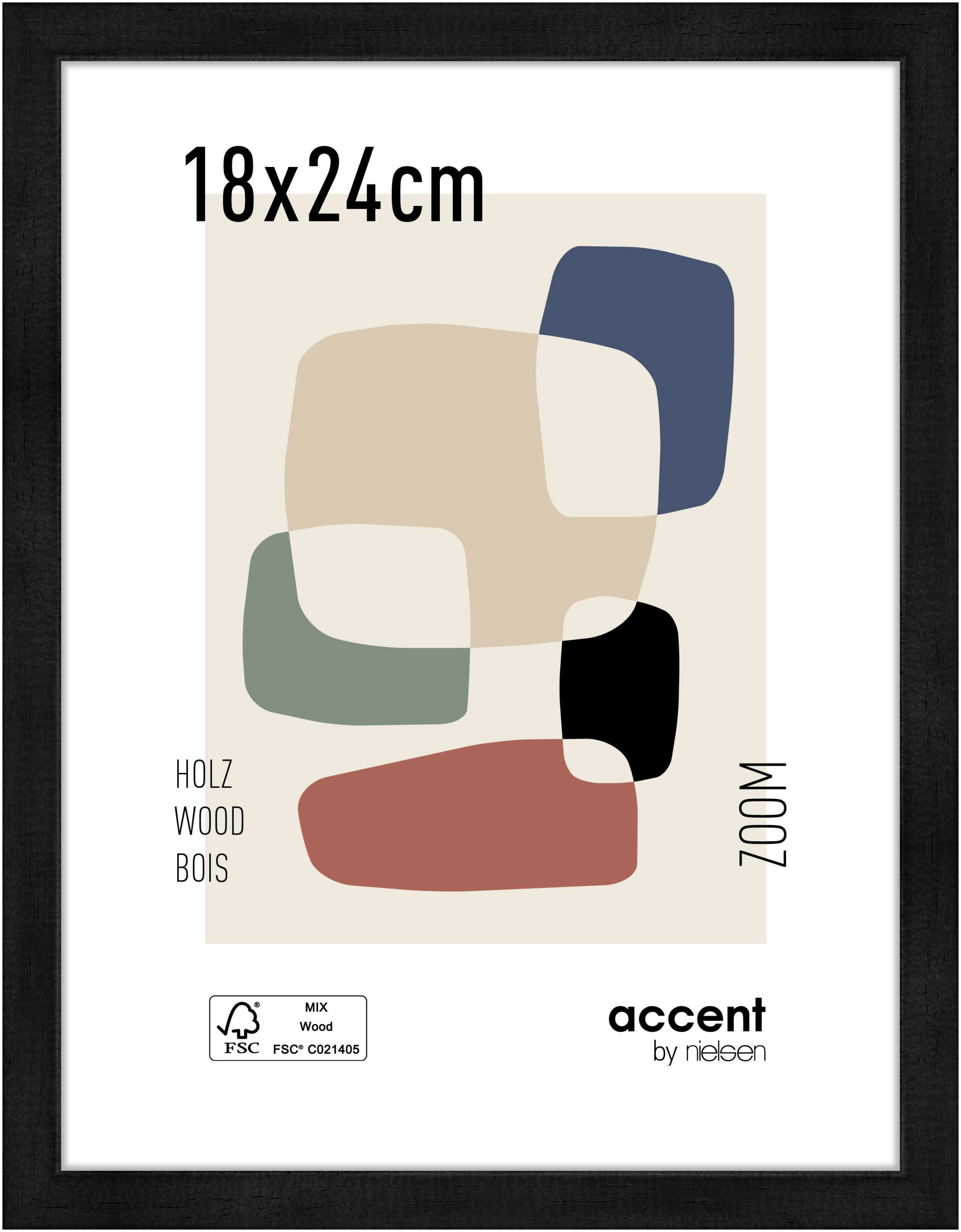 accent by nielsen Holz Bilderrahmen Zoom, 18x24 cm, Schwarz