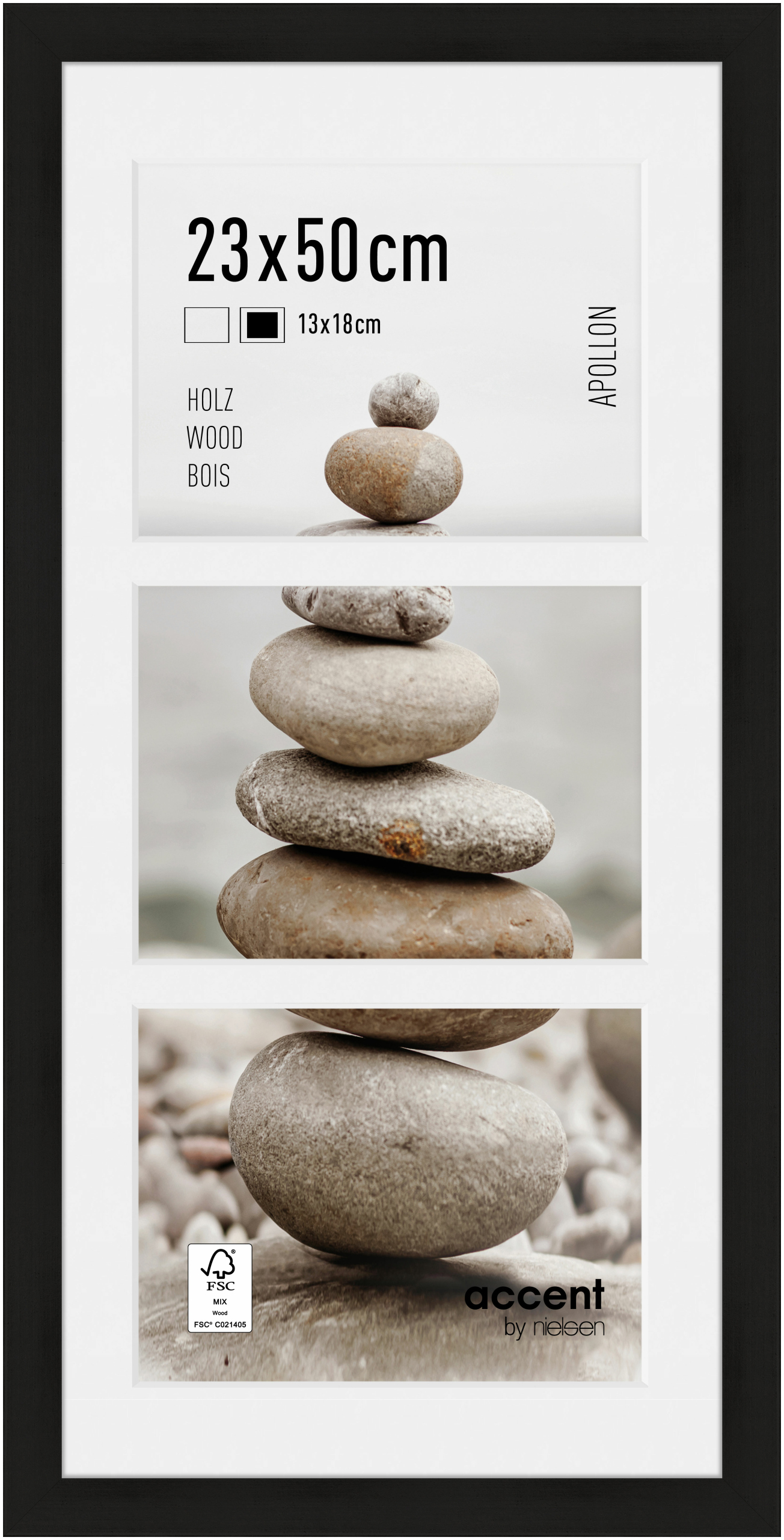 accent by nielsen Holz Bilderrahmen Apollon, 23x50 cm, Schwarz