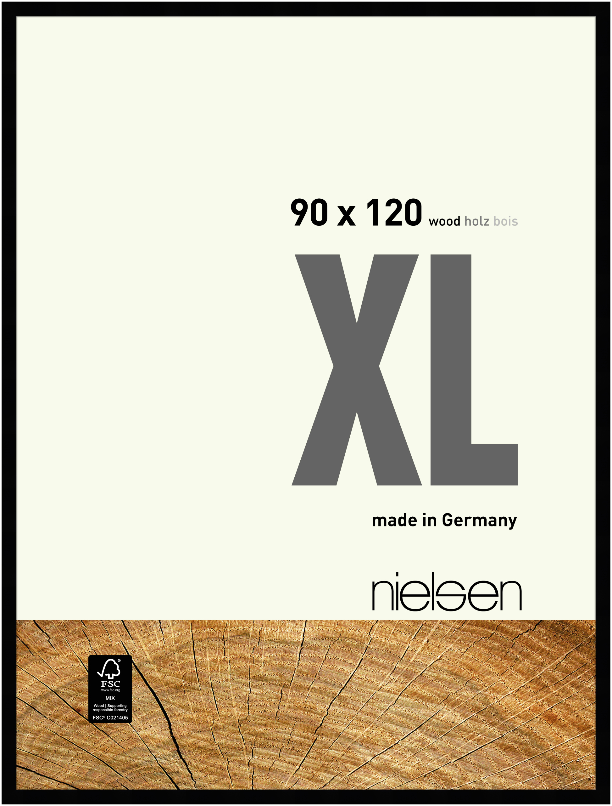nielsen Holz Bilderrahmen XL, 90x120 cm, Schwarz