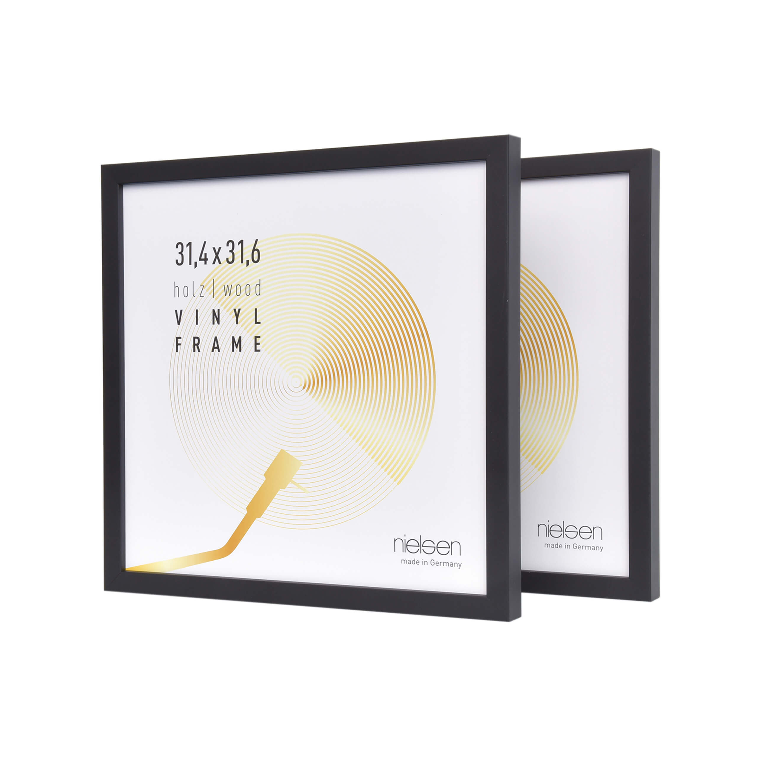nielsen 2er SET Holz Schallplatten Rahmen Vinyl, doppel LP-Rahmen Vinyl, 31,4x31,6 cm, Schwarz, Langspielplatten-Rahmen