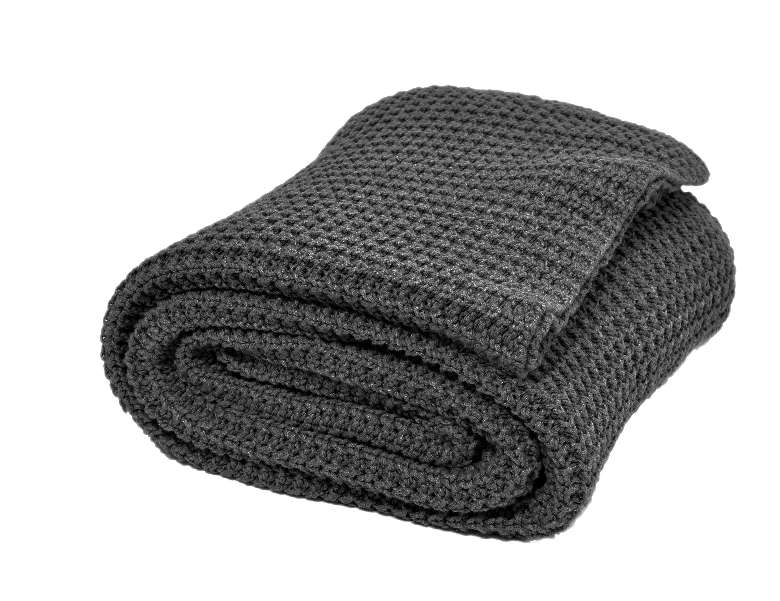 nielsen HOME Wohndecke Alen gestrickt, 150x200 cm, Dunkelgrau, 100% Baumwolle, Strick, OEKO-TEX Standard 100