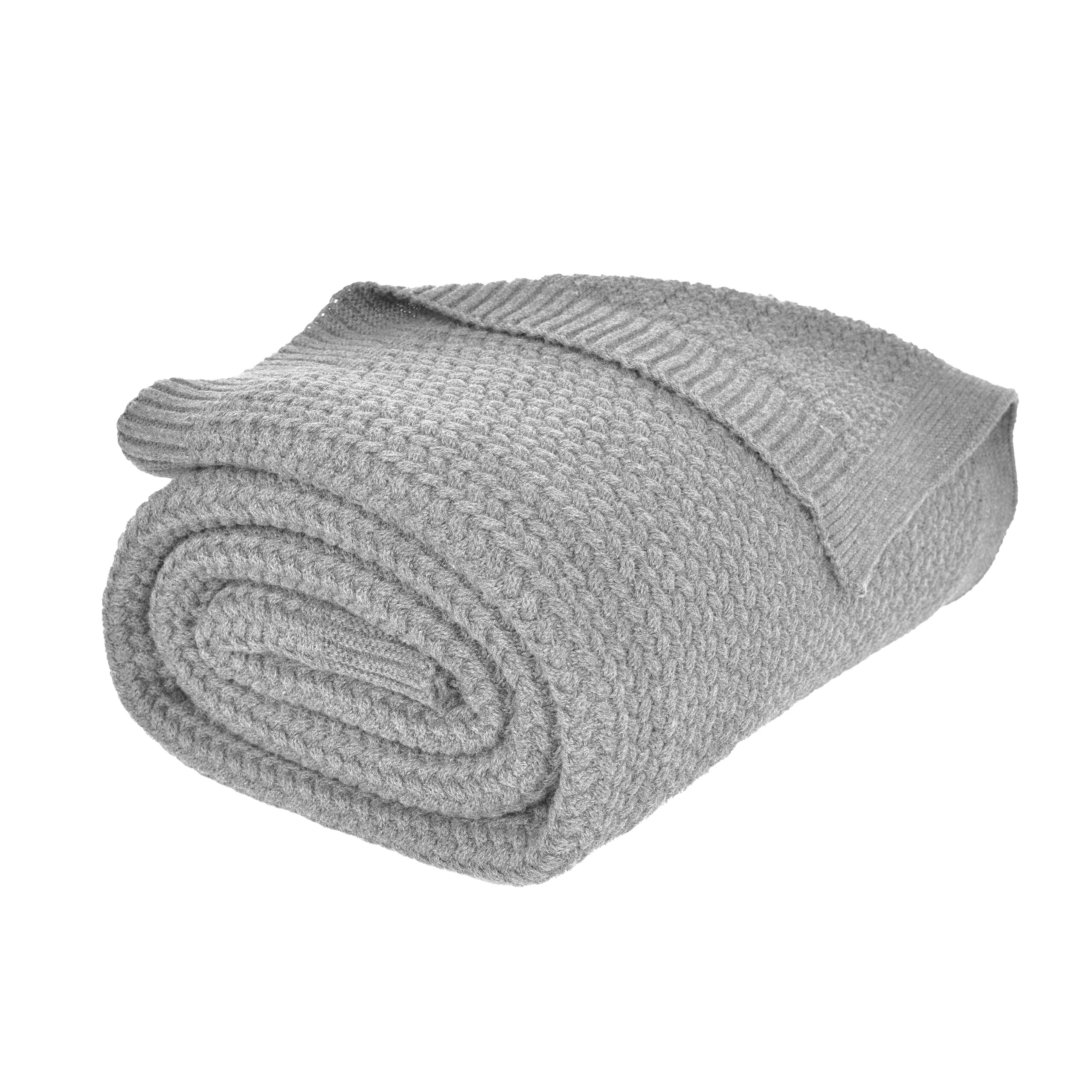 nielsen HOME Wohndecke Jaron fein gestrickt, 150x200 cm, Hellgrau, 100% Baumwolle, Fischgrat-Optik