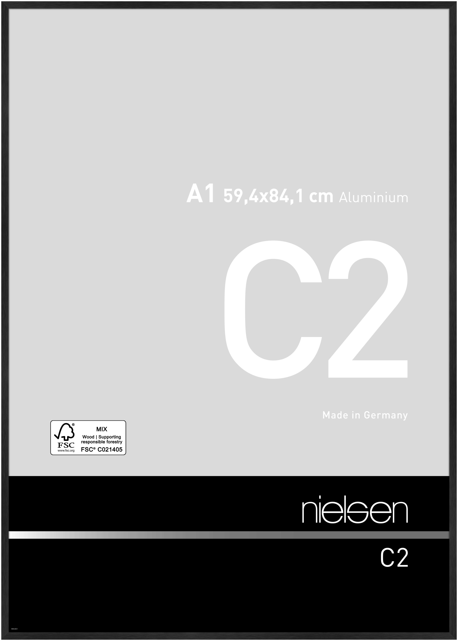 nielsen Aluminium Bilderrahmen C2 Vision, 59,4x84,1cm (A1), Struktur Schwarz matt