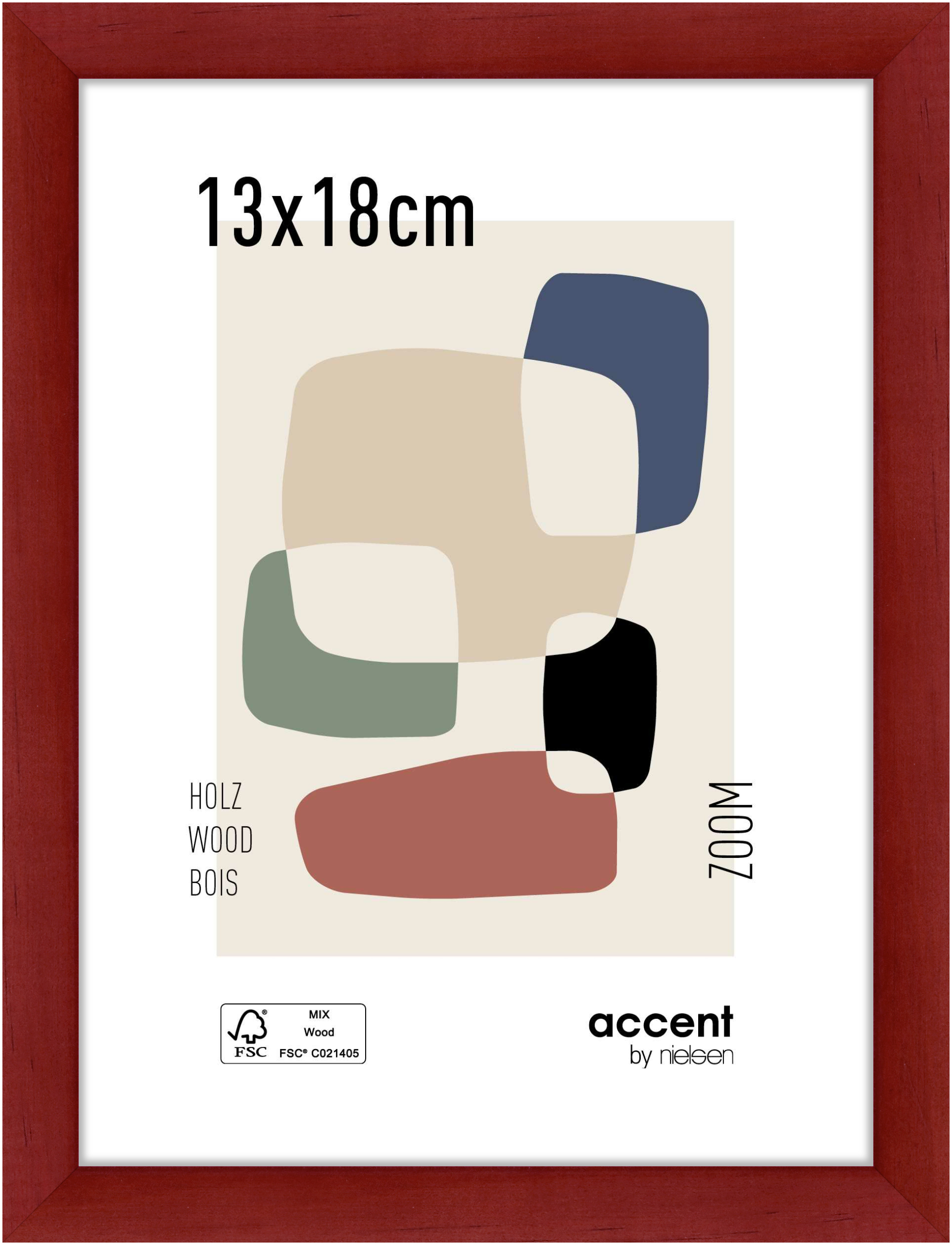 accent by nielsen Holz Bilderrahmen Zoom, 13x18 cm, Rot