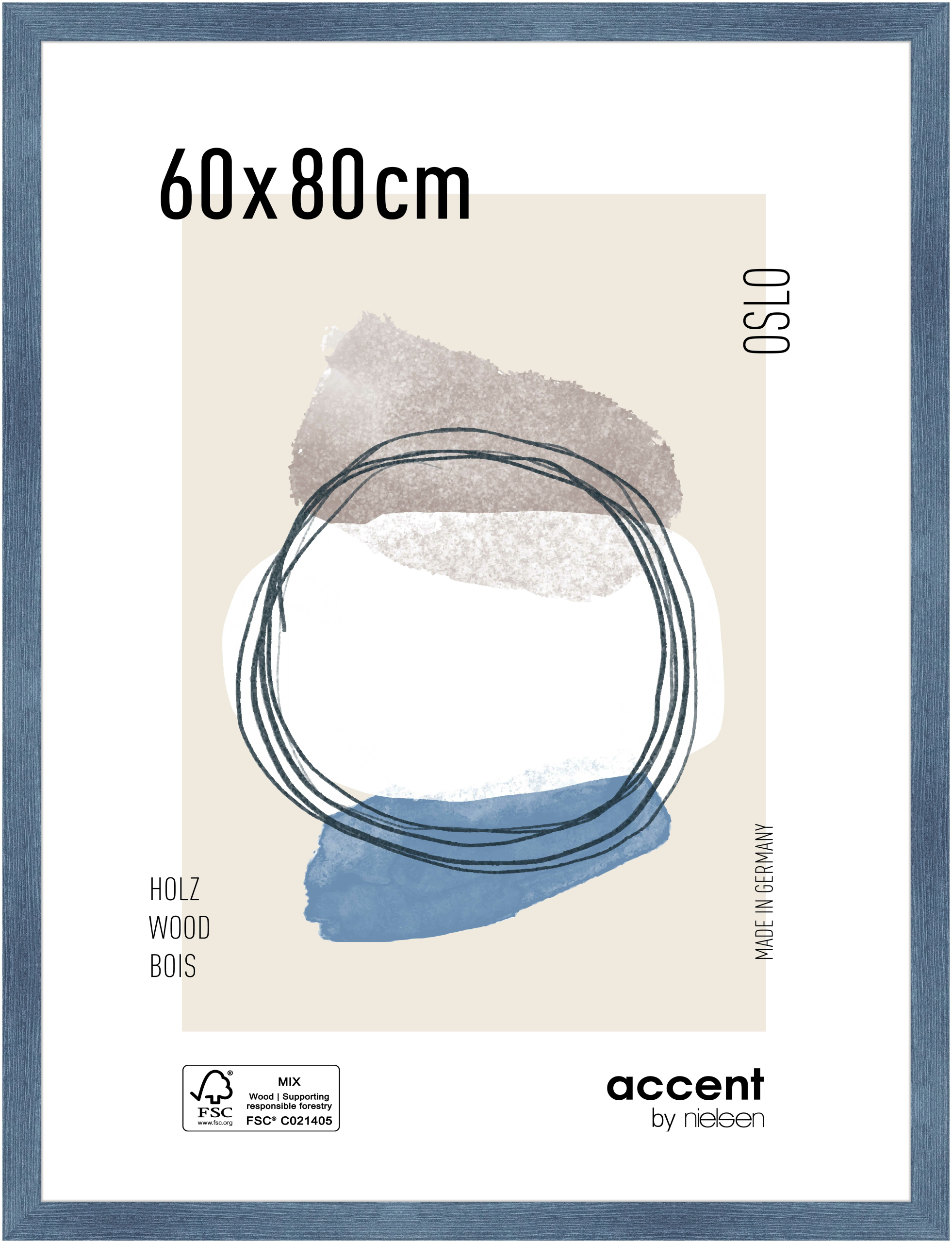 accent by nielsen Holz Bilderrahmen Oslo, 60x80 cm, Blau
