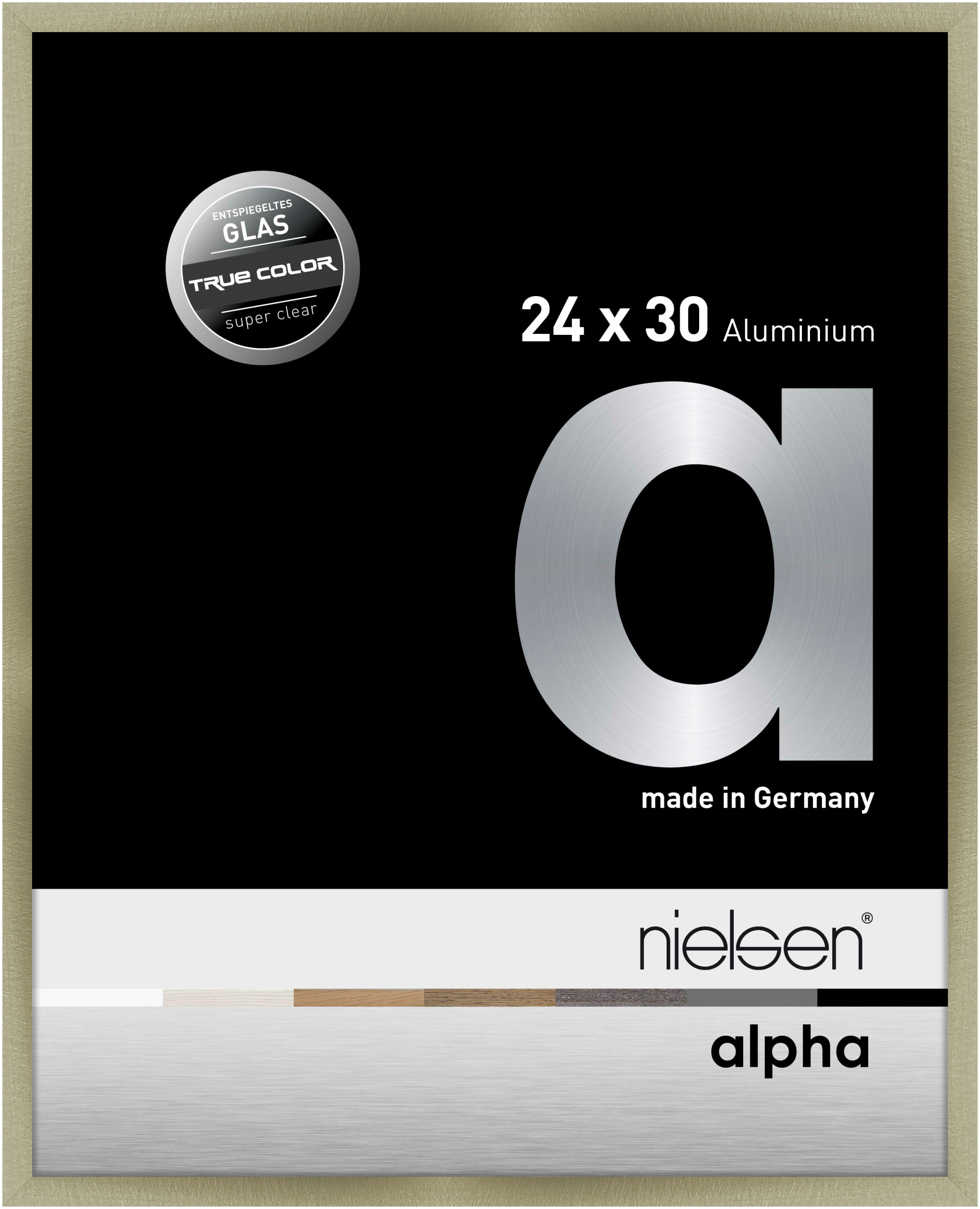 nielsen Aluminium Bilderrahmen Alpha True Color, 24x30 cm, Brushed Edelstahl
