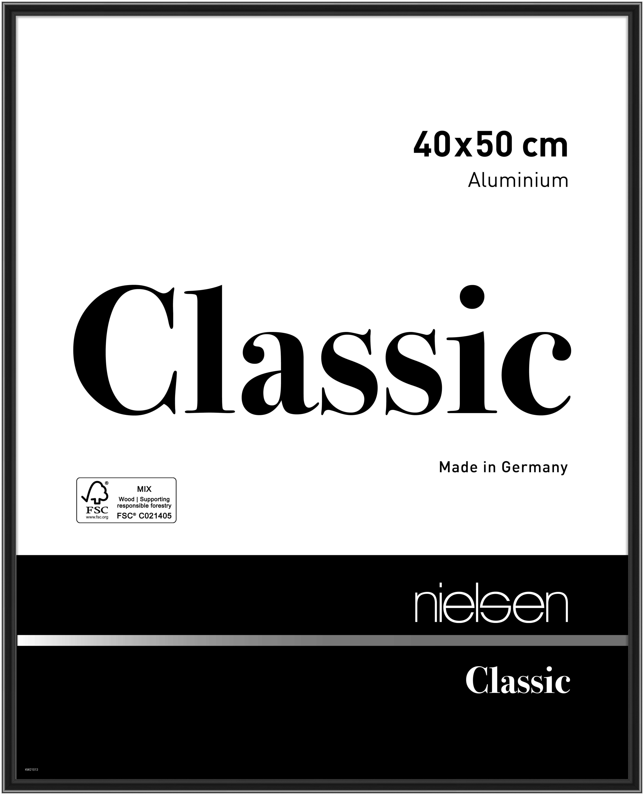 nielsen Aluminium Bilderrahmen Classic, 40x50 cm, Eloxal Schwarz Glanz