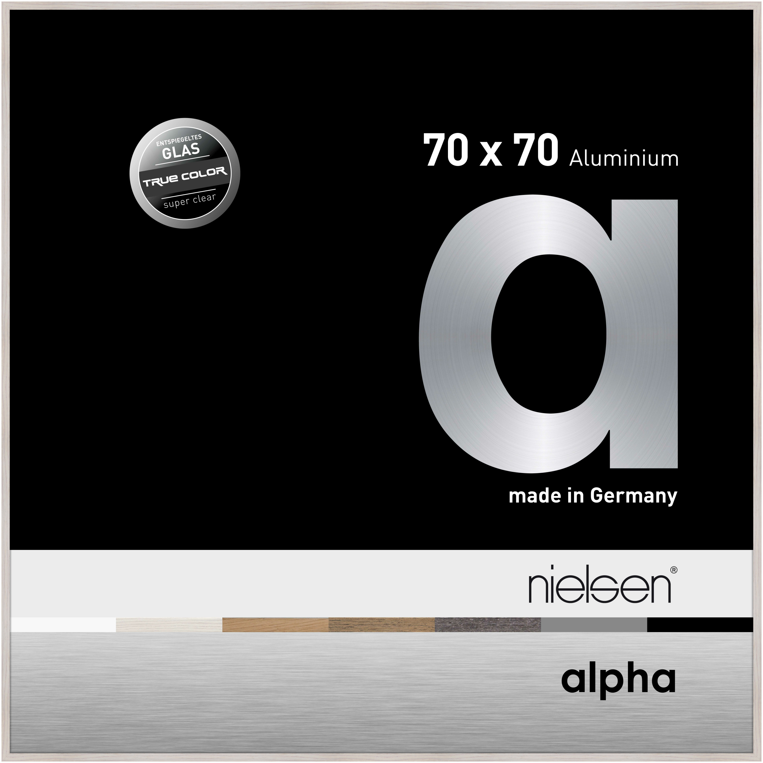 nielsen Aluminium Bilderrahmen Alpha True Color, 70x70 cm, Eiche Weiß