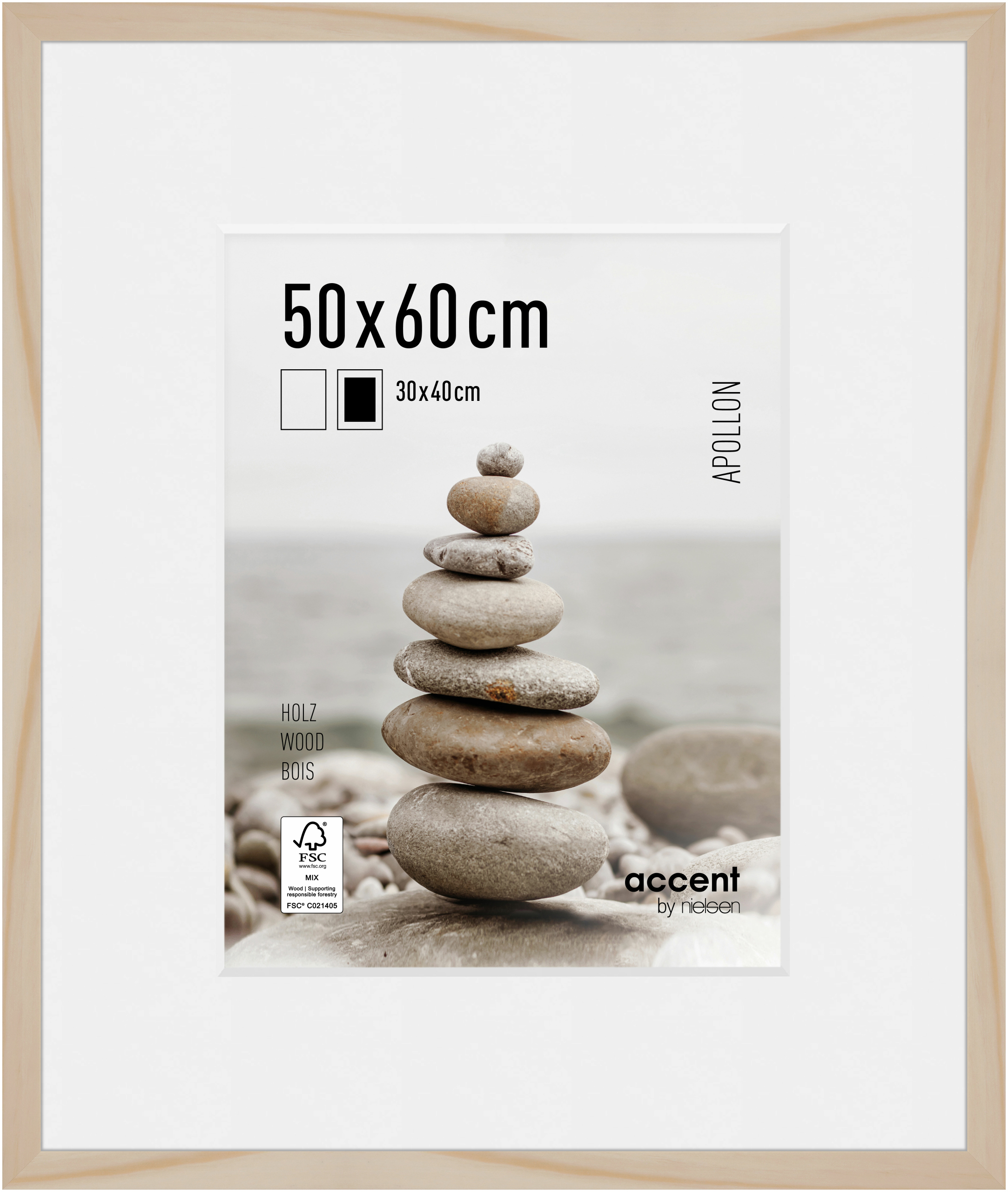 accent by nielsen Holz Bilderrahmen Apollon, 50x60 cm, Natur