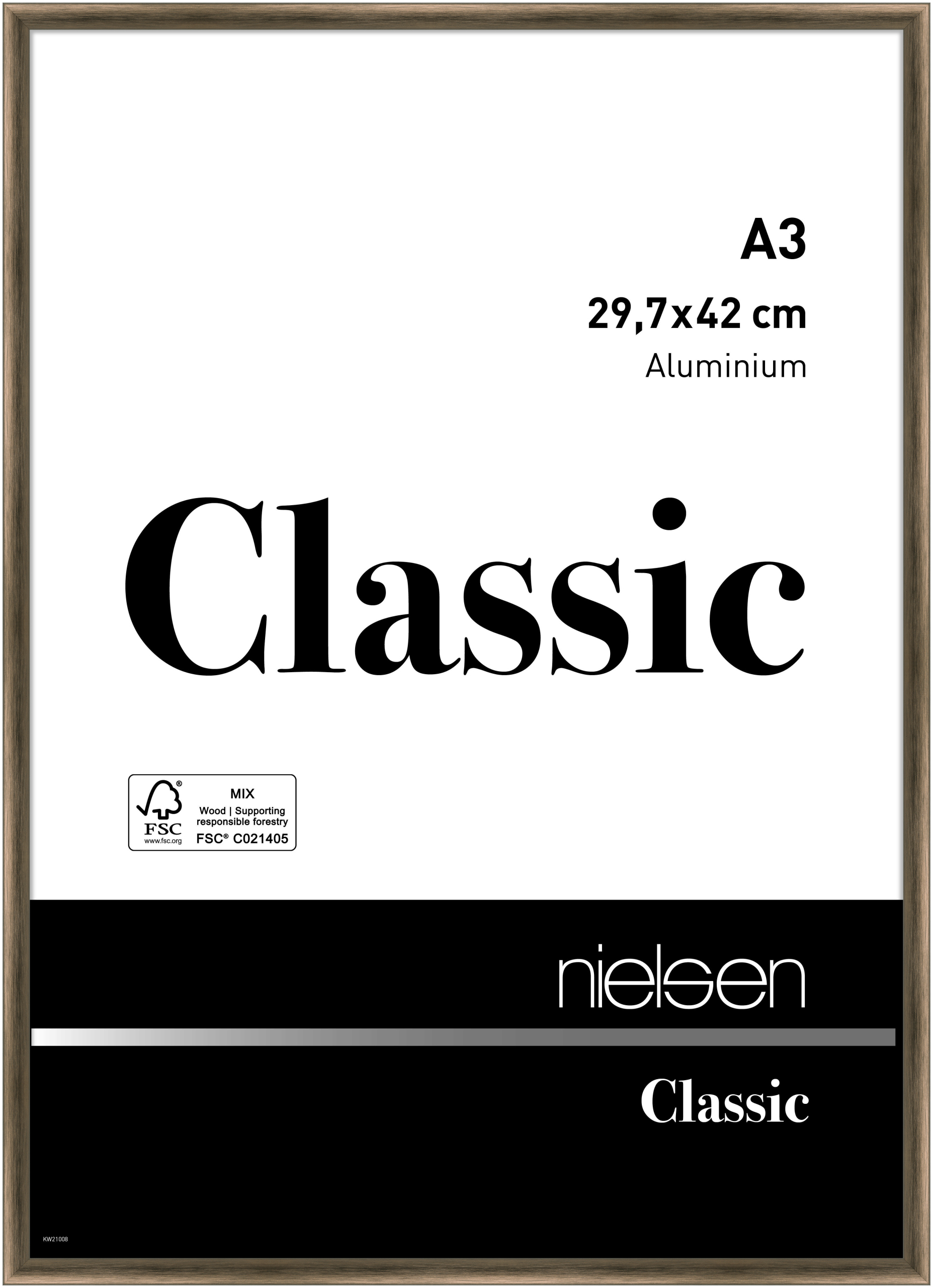 nielsen Aluminium Bilderrahmen Classic, 29,7x42 cm (A3), Struktur Walnuss