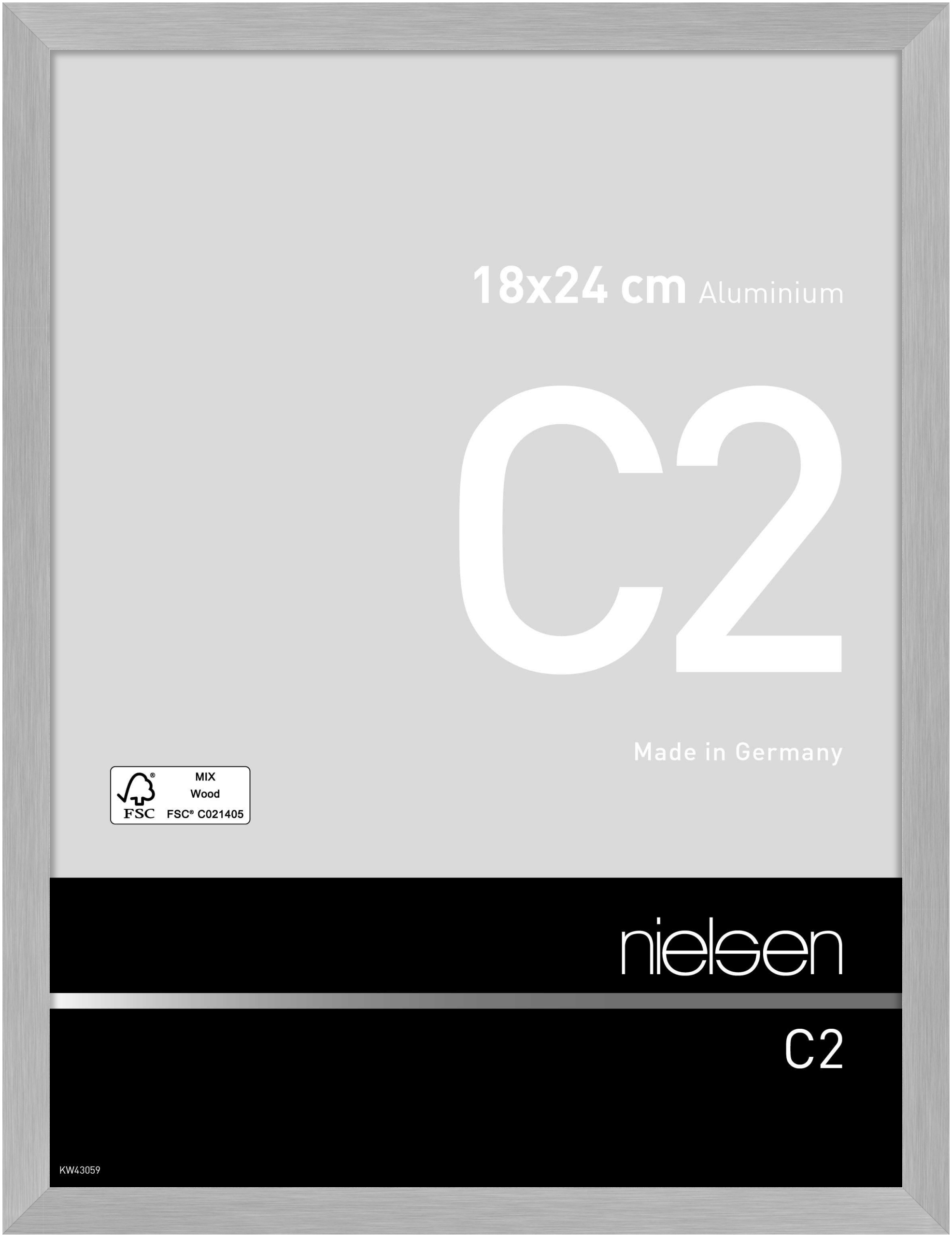 nielsen Aluminium Bilderrahmen C2, 18x24 cm, Struktur Silber Matt