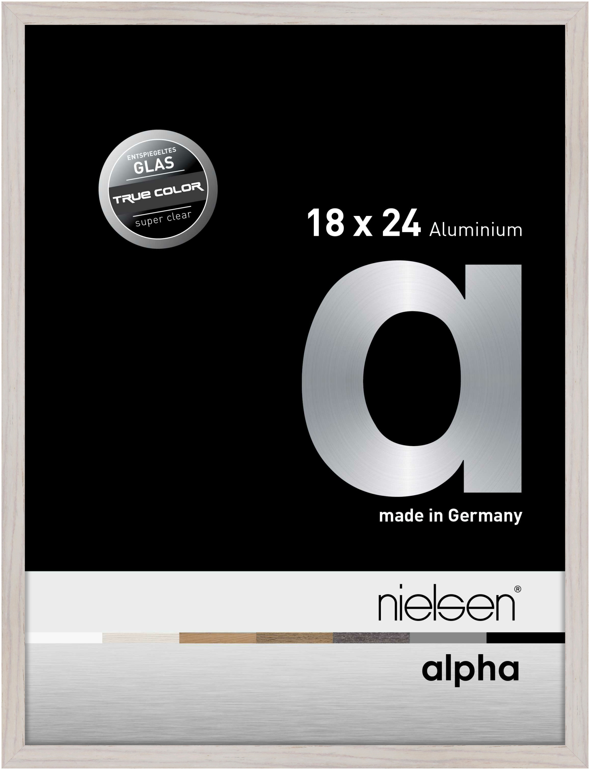 nielsen Aluminium Bilderrahmen Alpha True Color, 18x24 cm, Eiche Weiß
