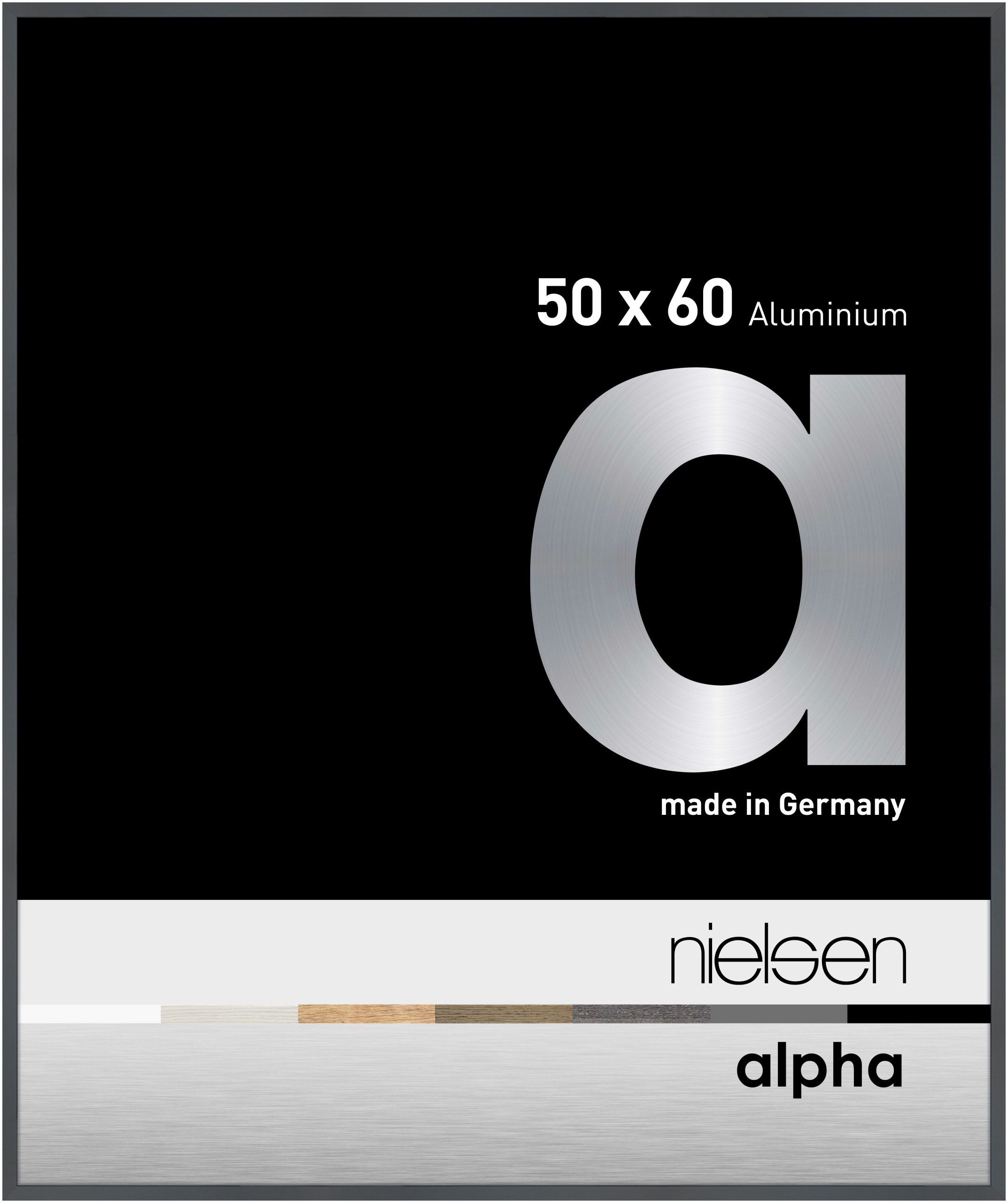 nielsen Aluminium Bilderrahmen Alpha, 50x60 cm, Dunkelgrau Glanz