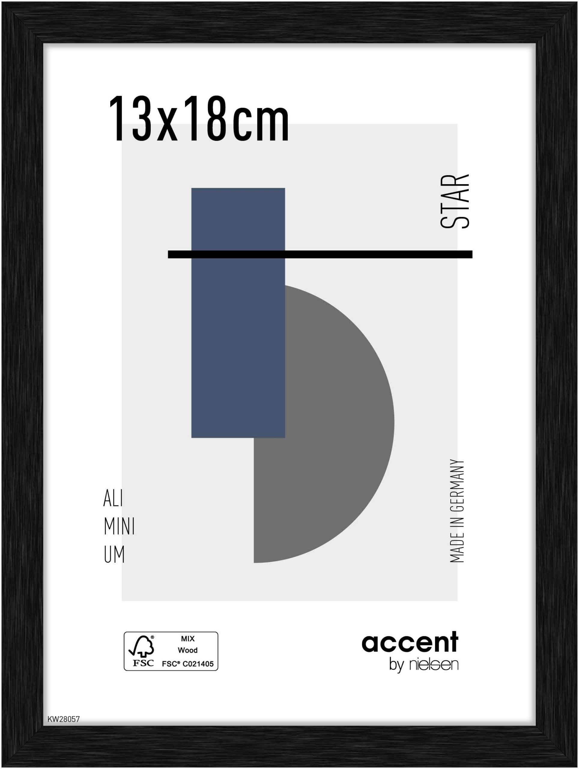accent by nielsen Aluminium Bilderrahmen Star, 13x18 cm, Struktur Schwarz Matt