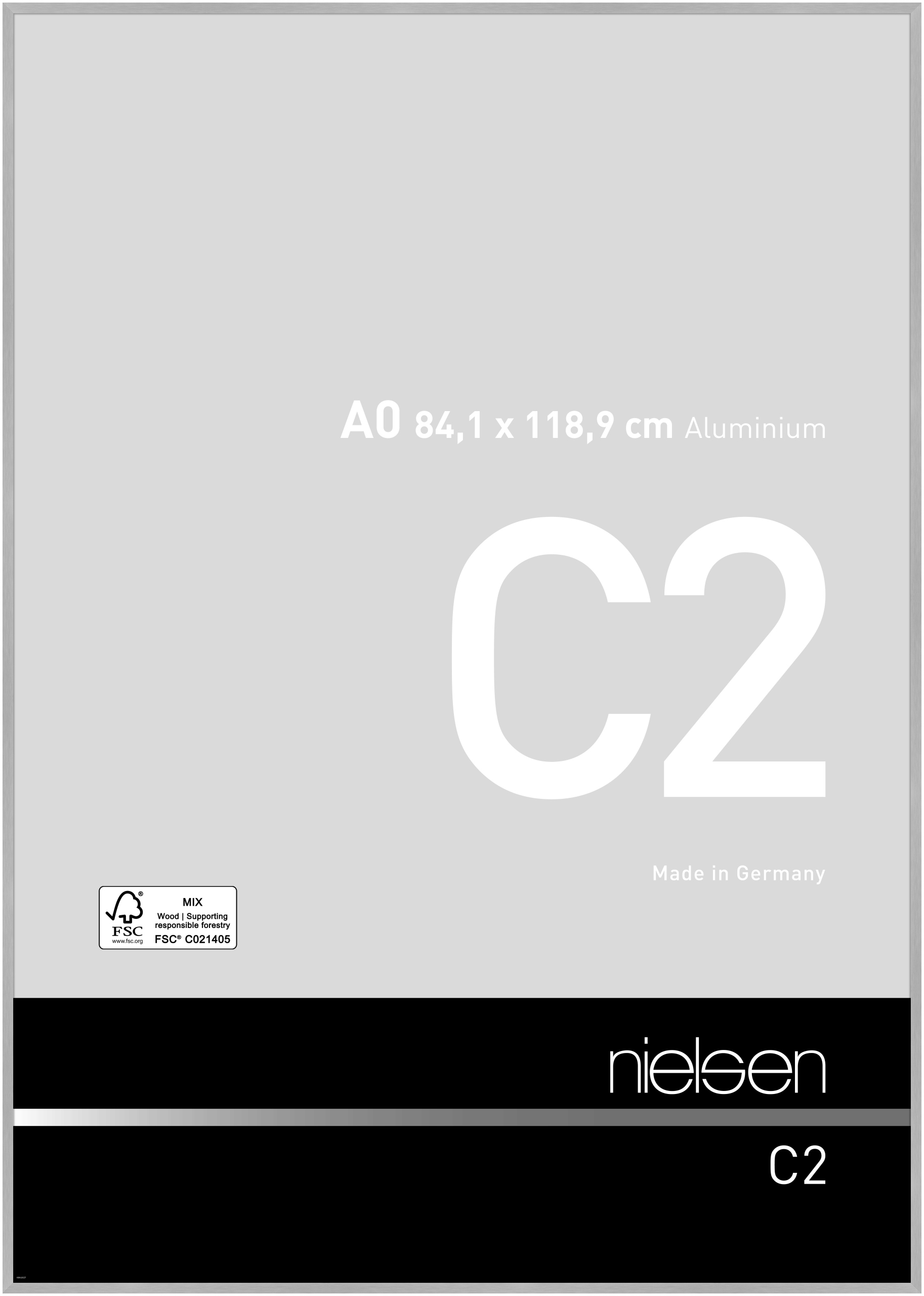 nielsen Aluminium Bilderrahmen C2, 84,1x118,9 cm (A0), Struktur Silber Matt