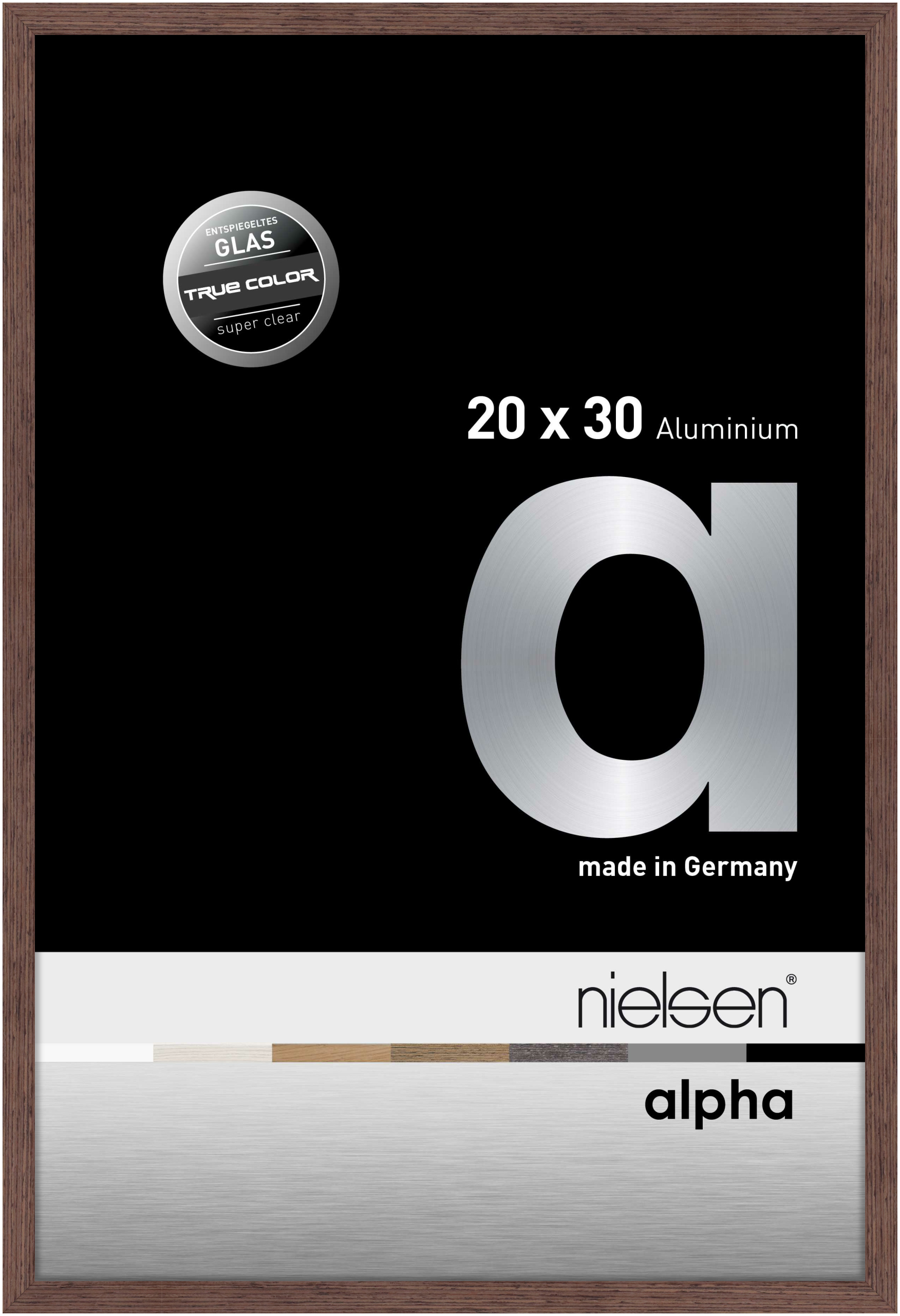 nielsen Aluminium Bilderrahmen Alpha True Color, 20x30 cm, Wengé Hell