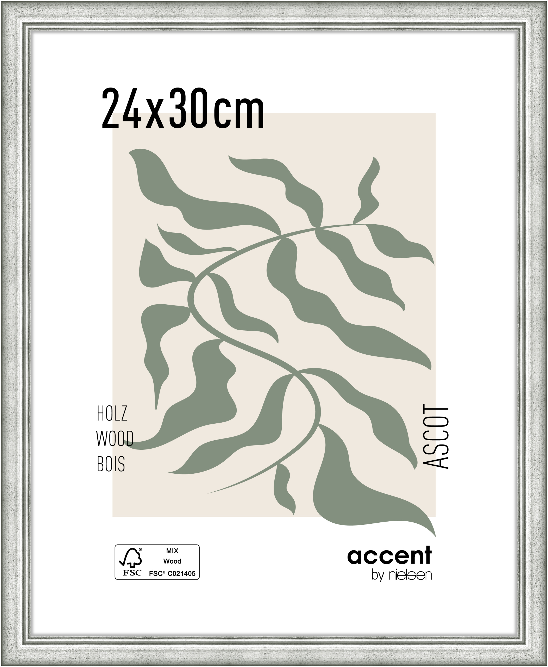 accent by nielsen Holz Bilderrahmen Ascot, 24x30 cm, Silber