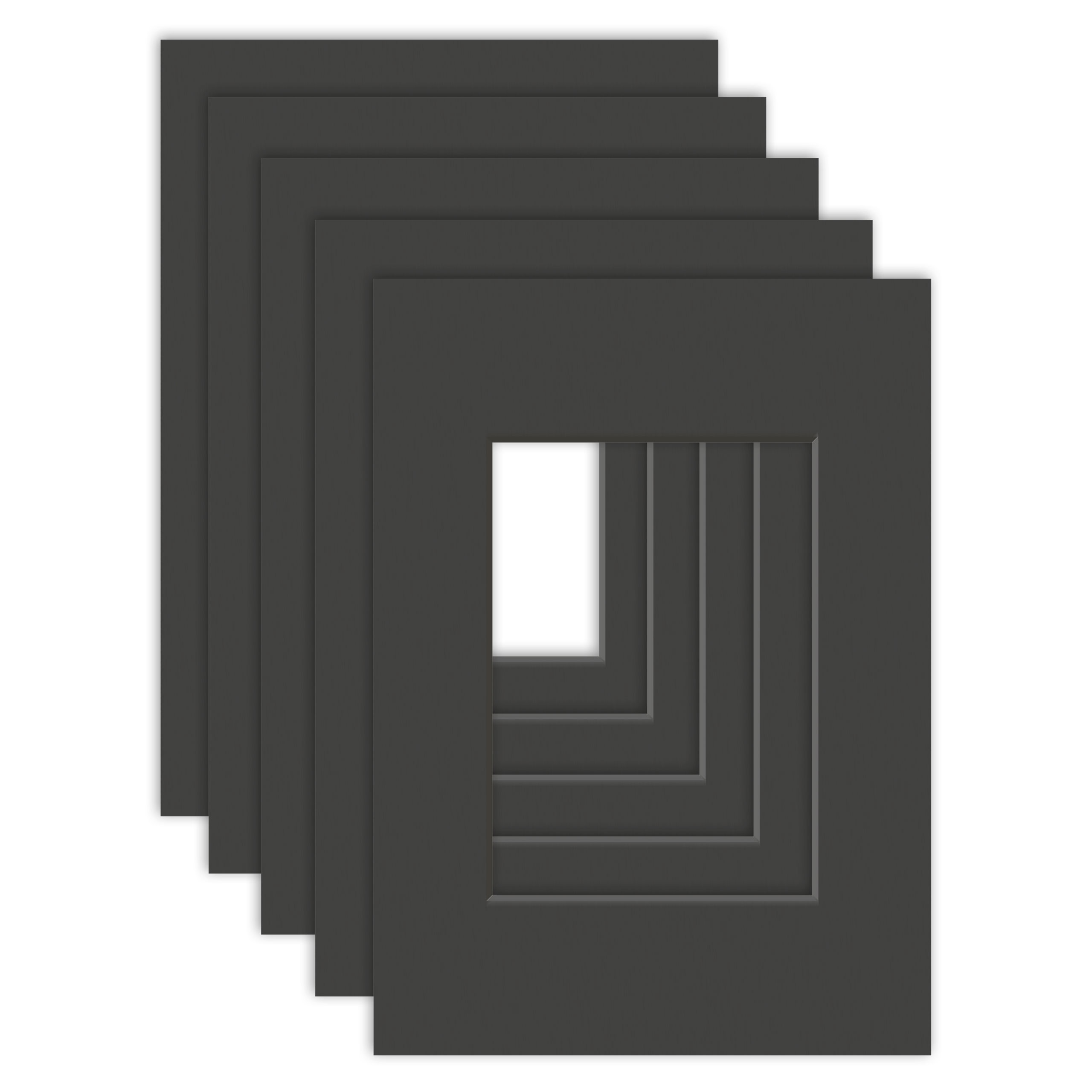 DEHA Design Passepartout (5er Set) 21x29,7 cm (DIN A4) für Bilder im Format 13x18 cm, Schwarz