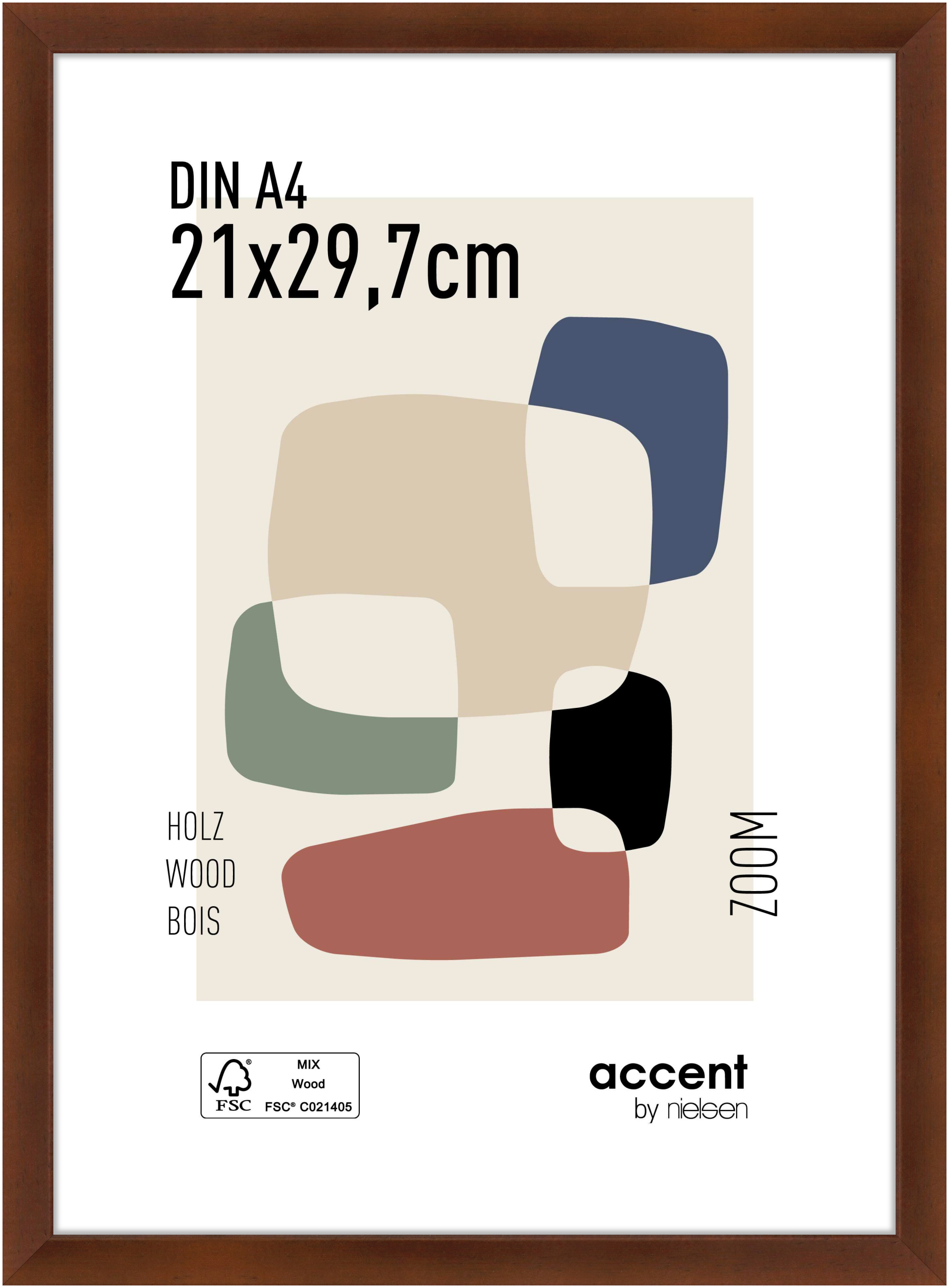 accent by nielsen Holz Bilderrahmen Zoom, 21x29,7 cm (A4), Walnuss