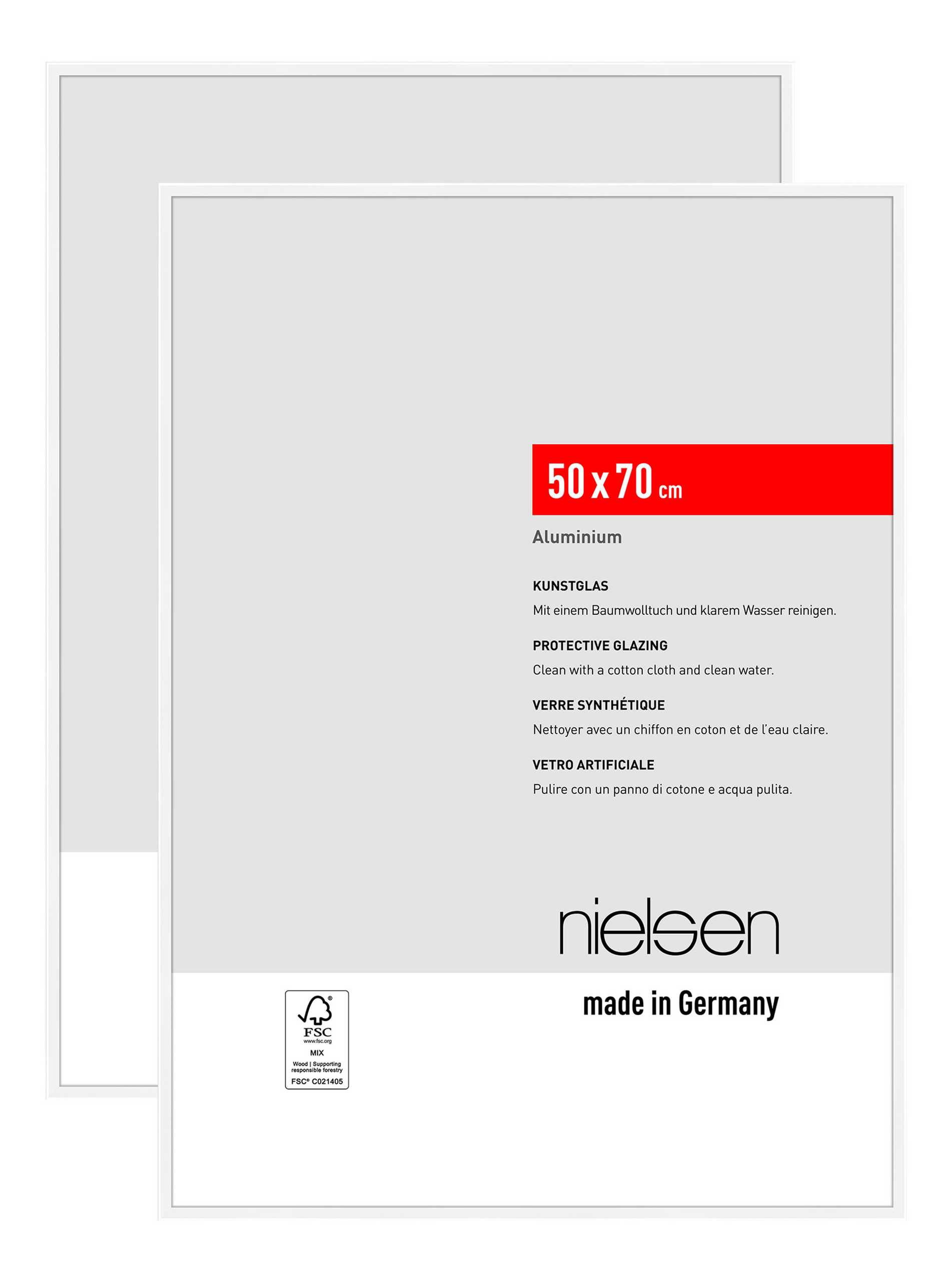 nielsen Bilderrahmen Atlanta (2er Set), 50x70 cm, Aluminium Weiß Matt