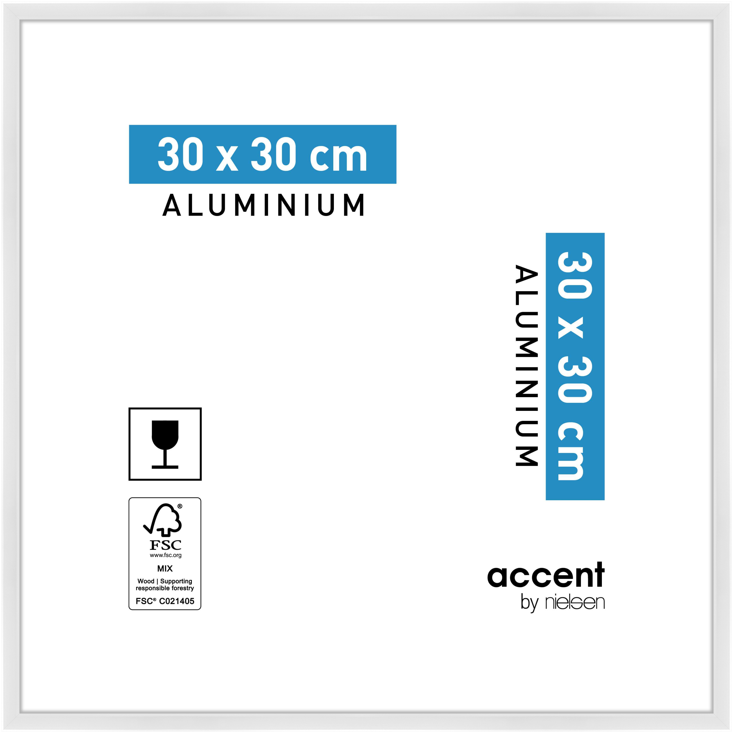 accent by nielsen Aluminium Bilderrahmen Accent, 30x30 cm, Weiß Glanz