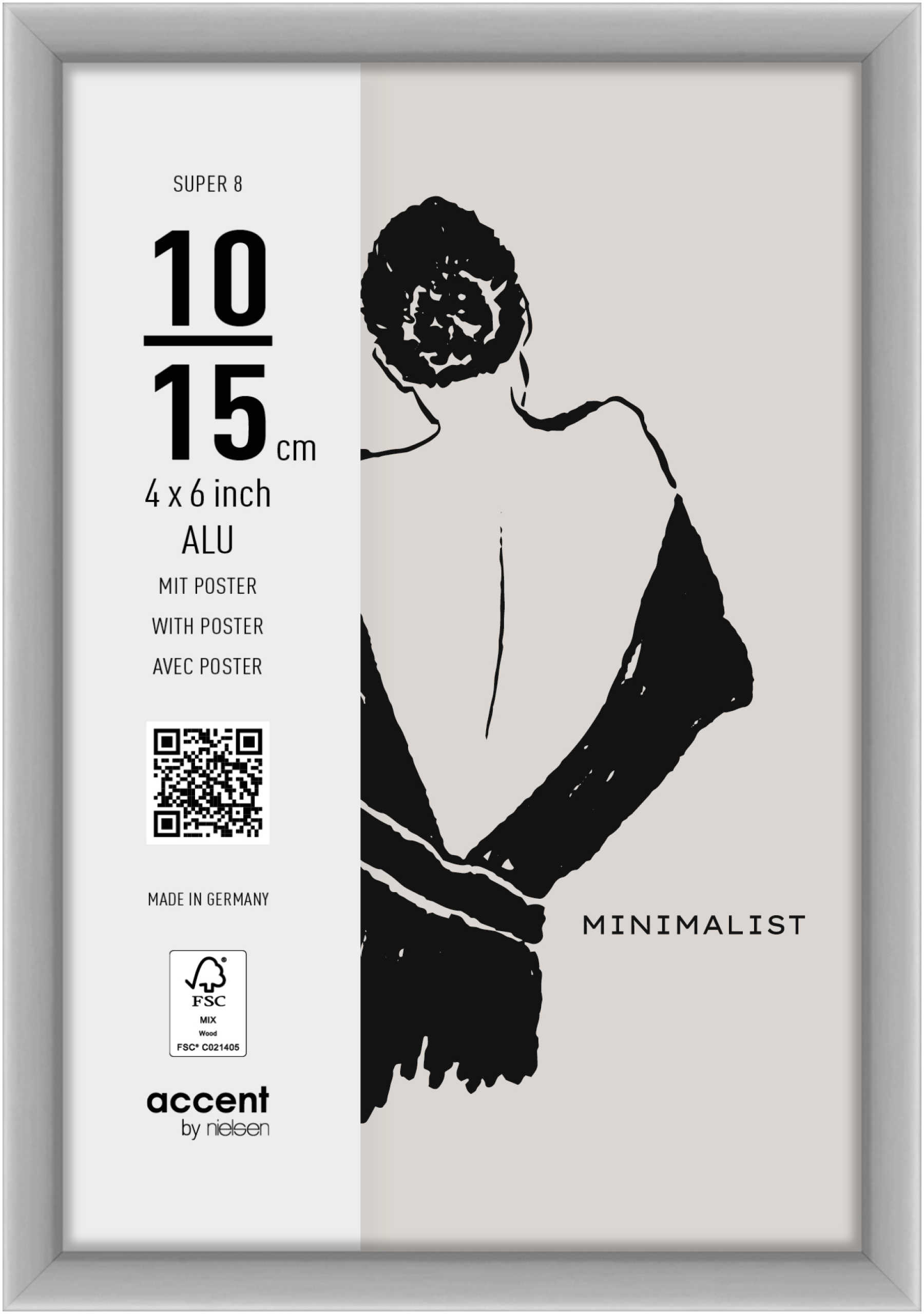 accent by nielsen Aluminium Bilderrahmen Super 8, 10x15 cm, Silber matt