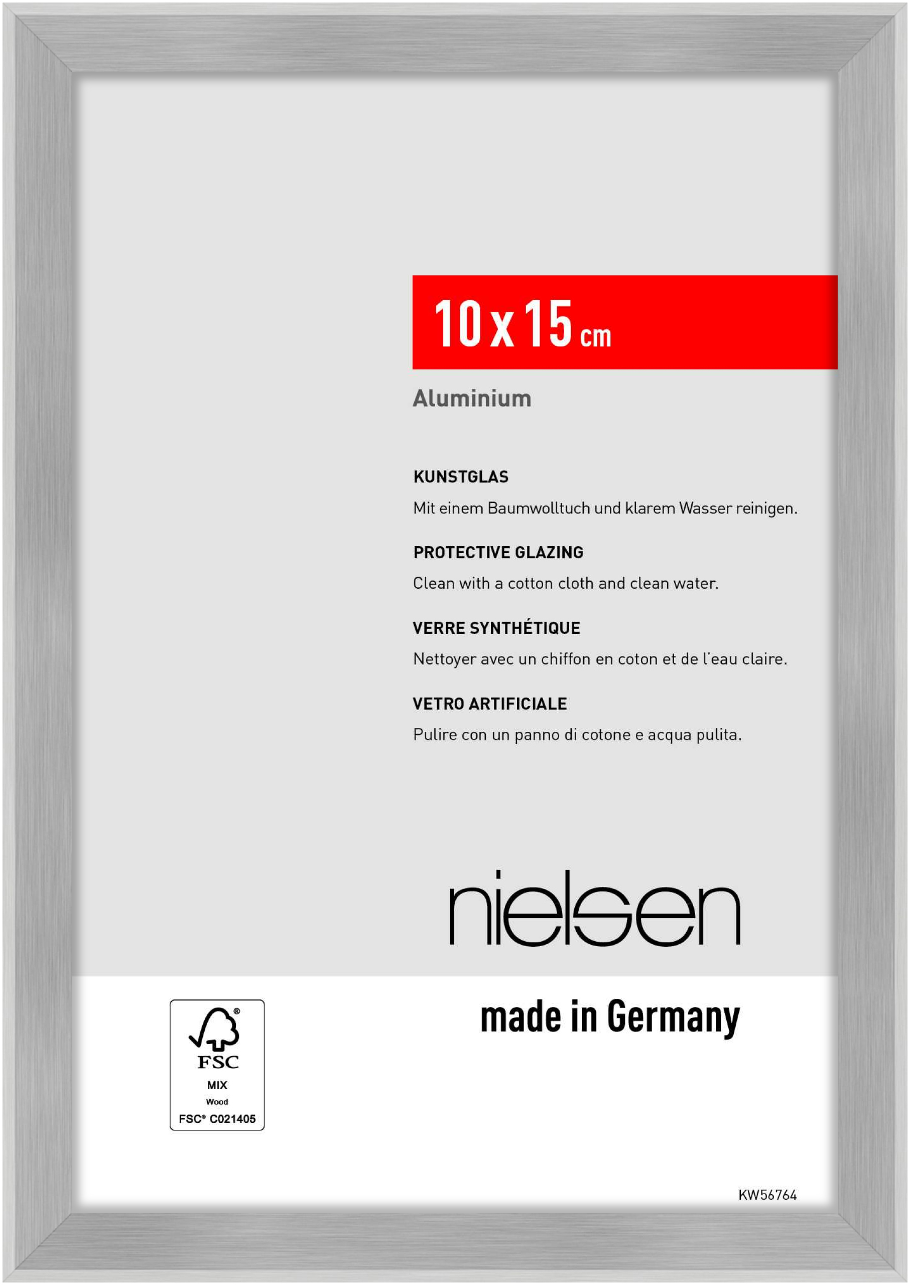 nielsen Aluminium Bilderrahmen Atlanta, 10 x 15 cm, Struktur Silber Matt