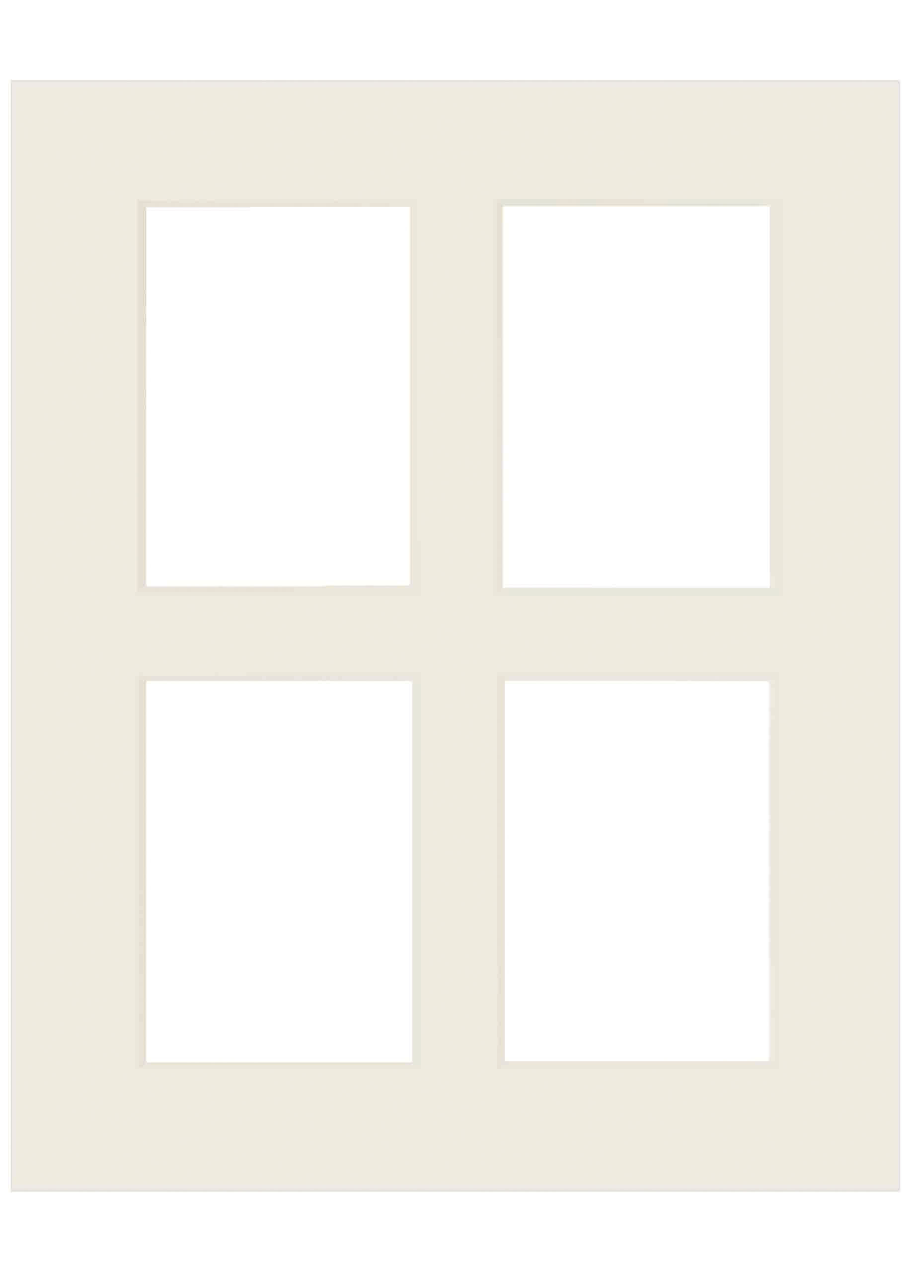 nielsen Passepartout Premium 2,5 mm, Außenformat 40x50 cm für 4 Bilder 13x18 cm, antikweiß (creme)