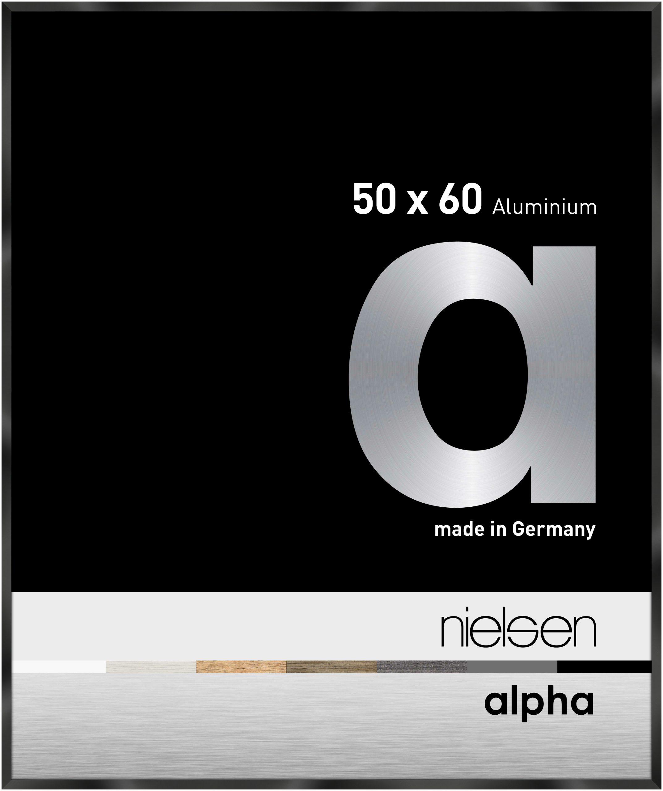 nielsen Aluminium Bilderrahmen Alpha, 50x60 cm, Eloxal Schwarz Glanz