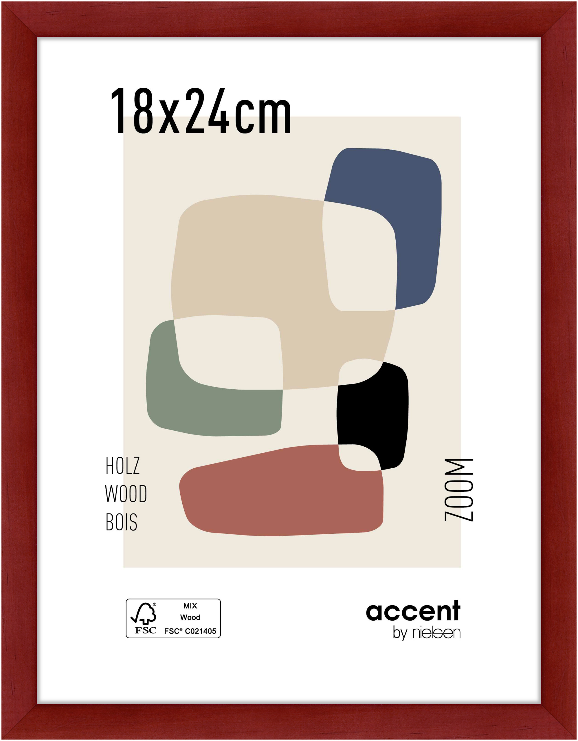 accent by nielsen Holz Bilderrahmen Zoom, 18x24 cm, Rot