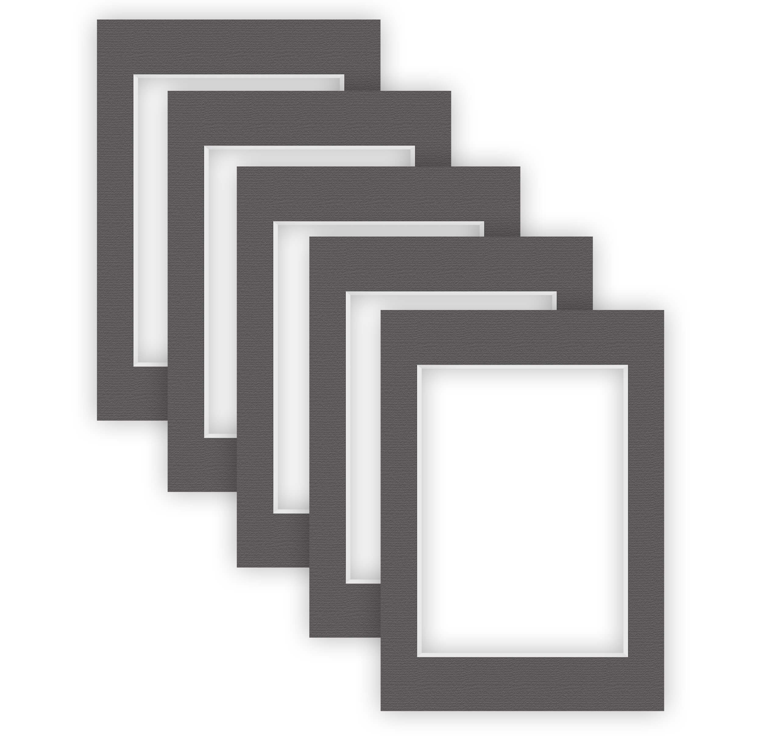nielsen Conservation Passepartout 1,5 mm, 5er Set, Außenformat 29,7x42 cm (DIN A3) für Bildformat 21x29,7 cm (DIN A4), Graphit grau Struktur