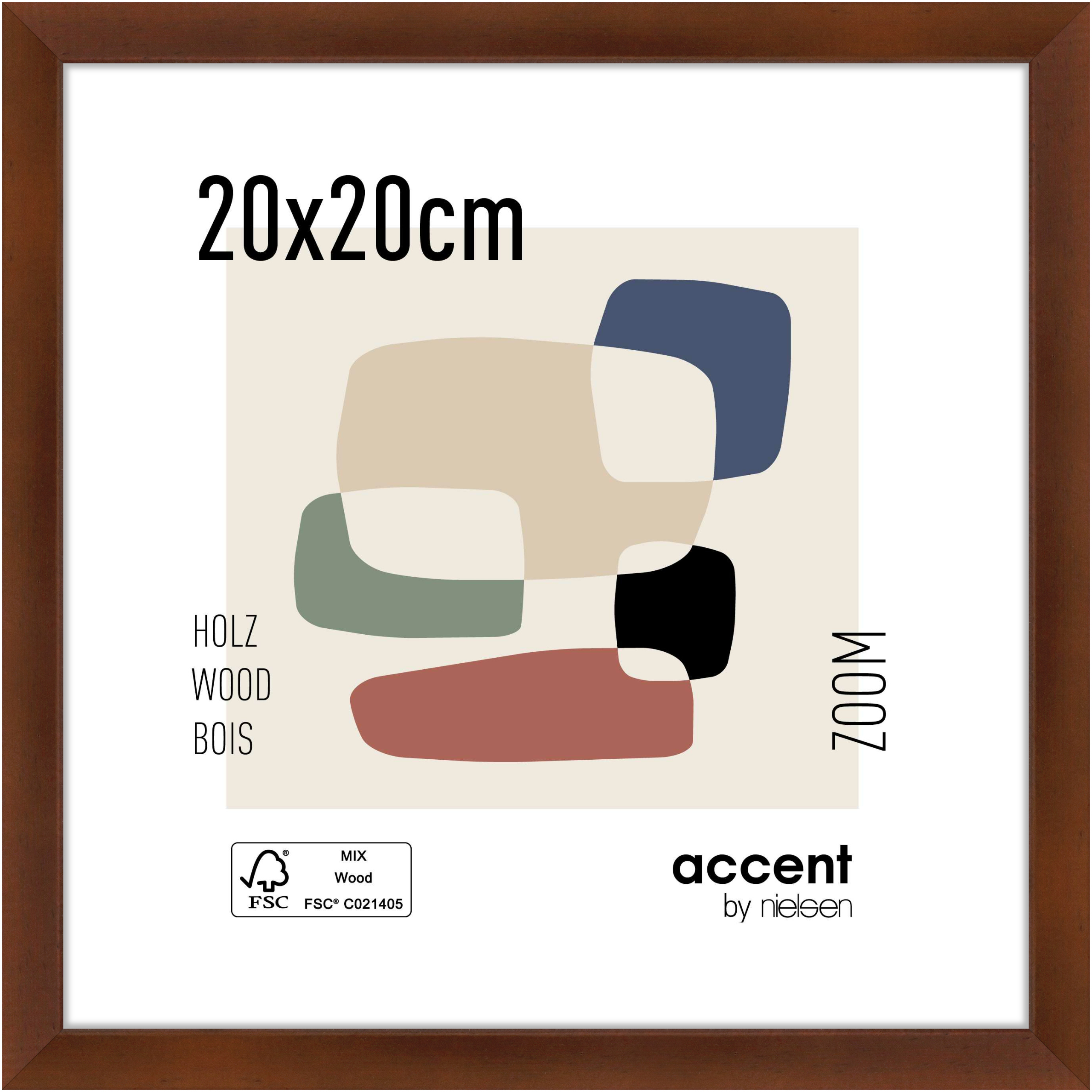 accent by nielsen Holz Bilderrahmen Zoom, 20x20 cm, Walnuss