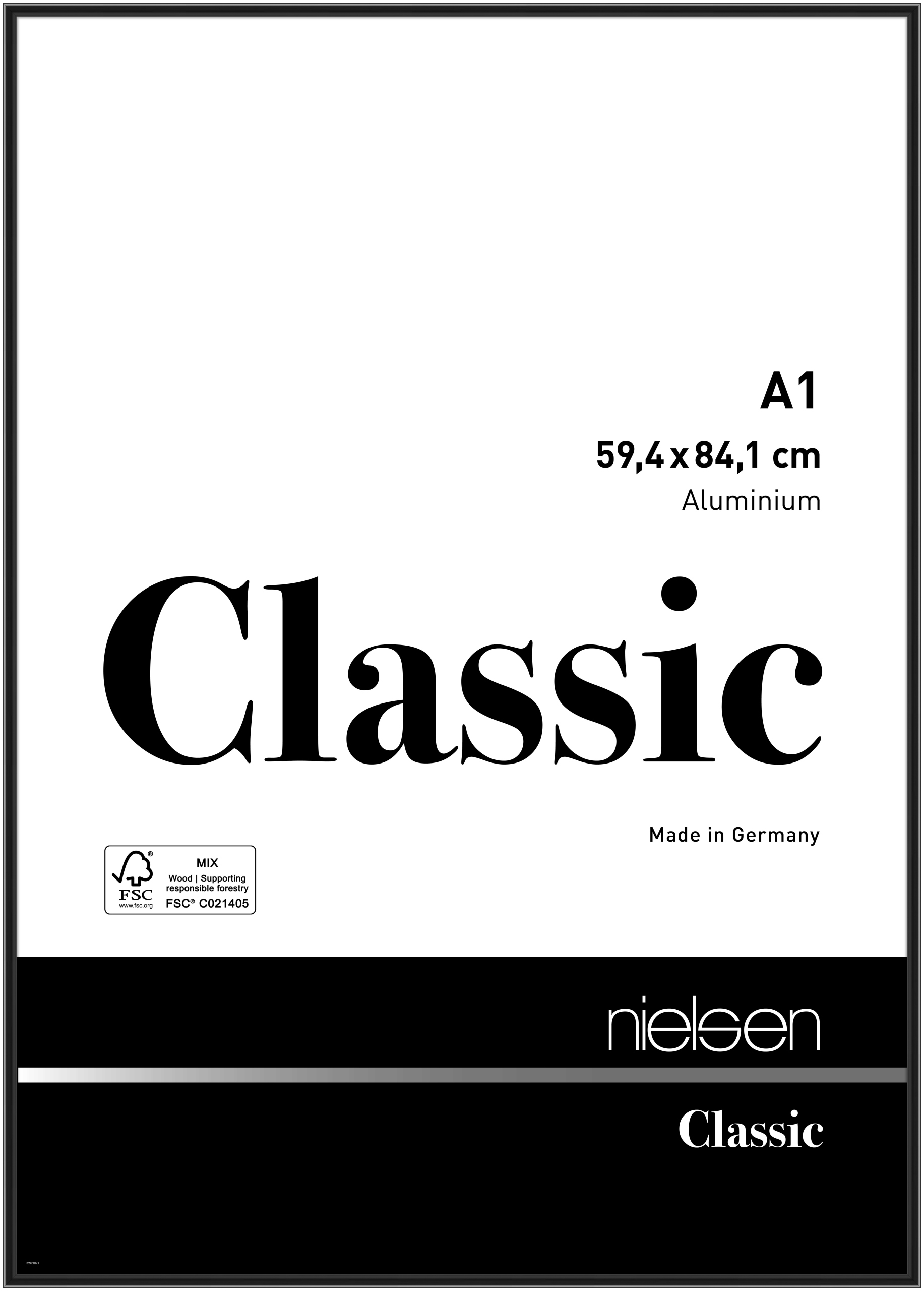 nielsen Aluminium Bilderrahmen Classic, 59,4x84,1 cm (A1), Eloxal Schwarz Glanz
