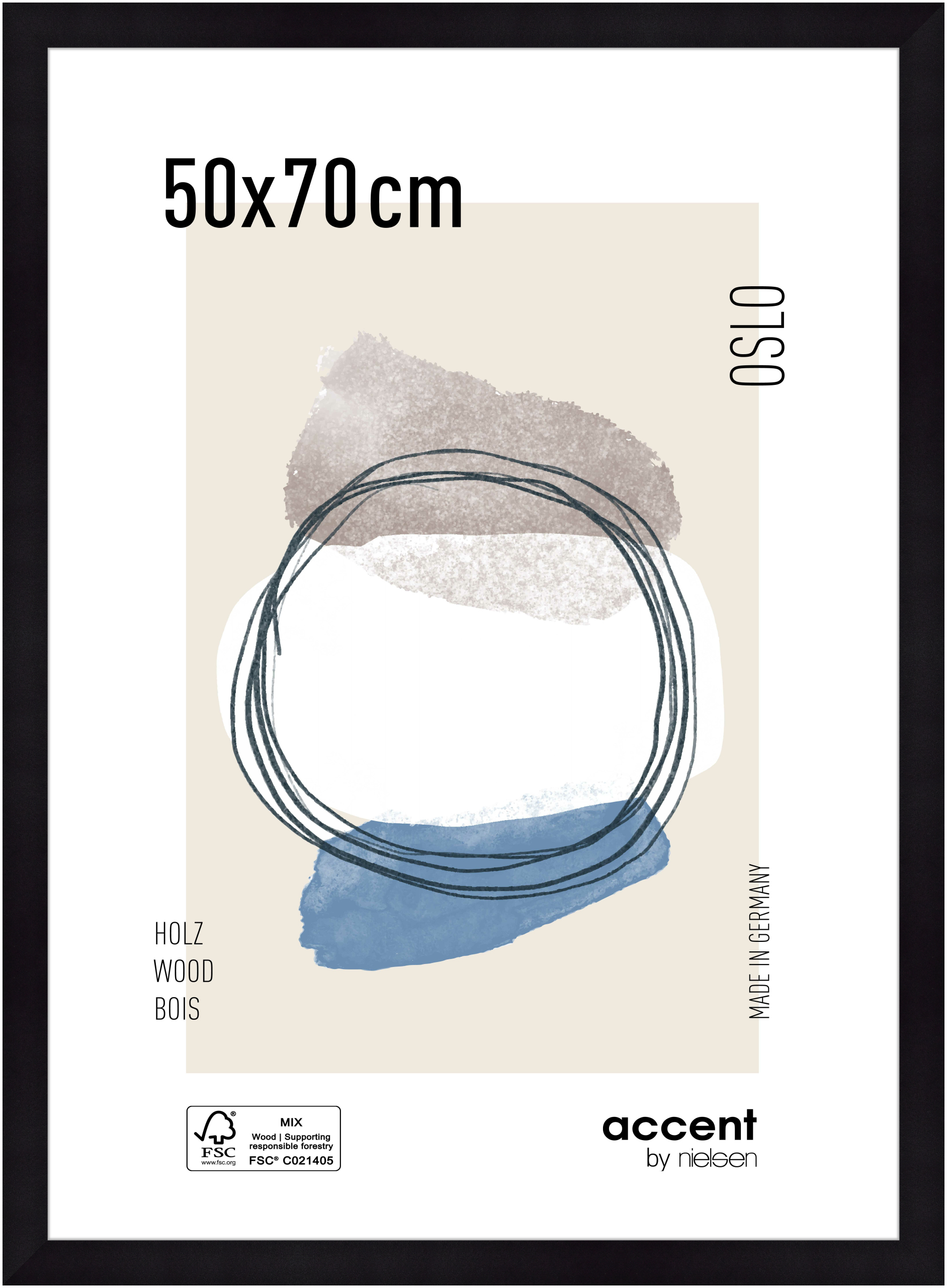 accent by nielsen Holz Bilderrahmen Oslo, 50x70 cm, Schwarz